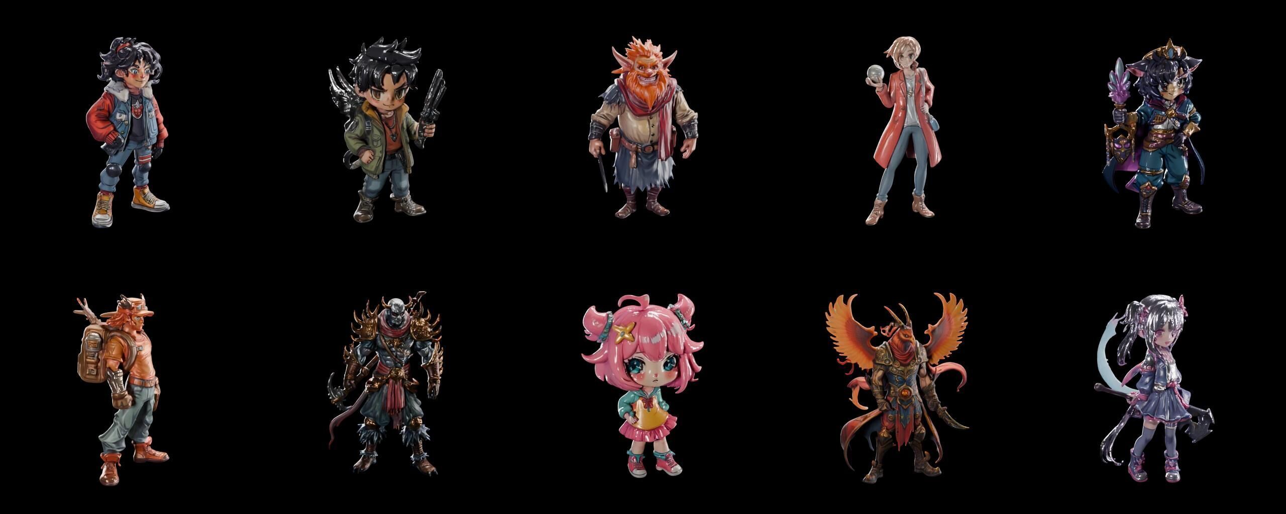 Mega Character  bundle 2 pack 100 fbx Low-poly 3D model_9