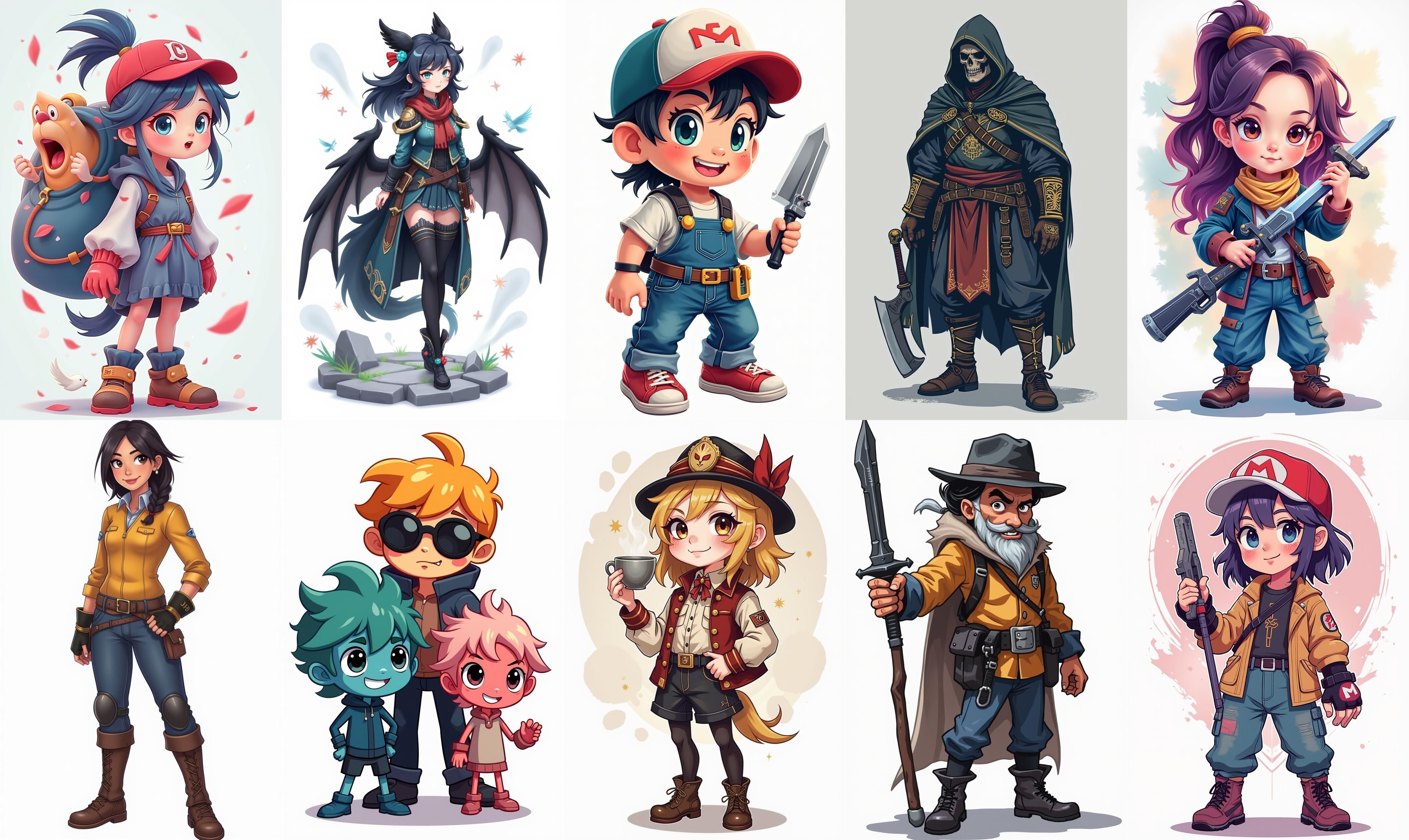 Mega Character  bundle 2 pack 100 fbx Low-poly 3D model_14