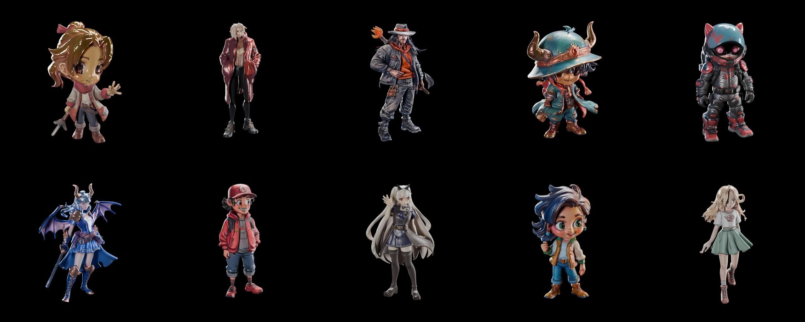 Mega Character  bundle 2 pack 100 fbx Low-poly 3D model_3