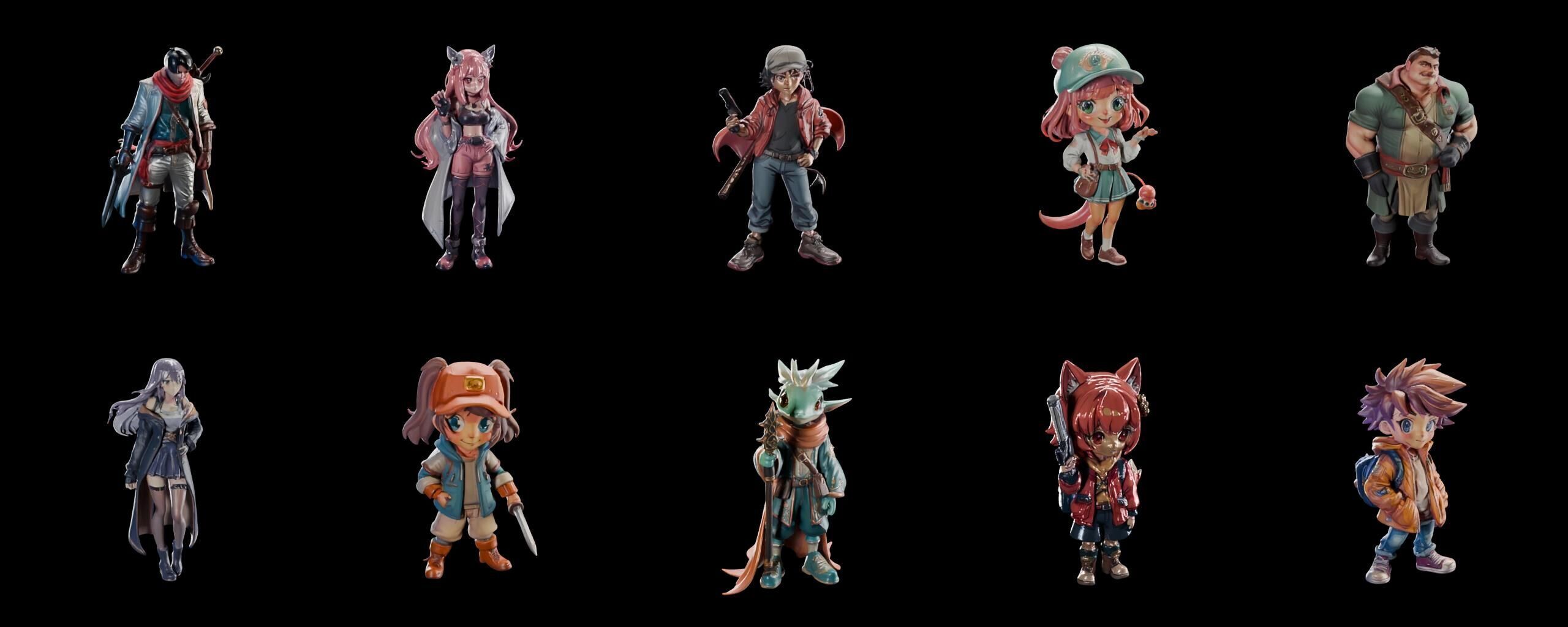 Mega Character  bundle 2 pack 100 fbx Low-poly 3D model_1