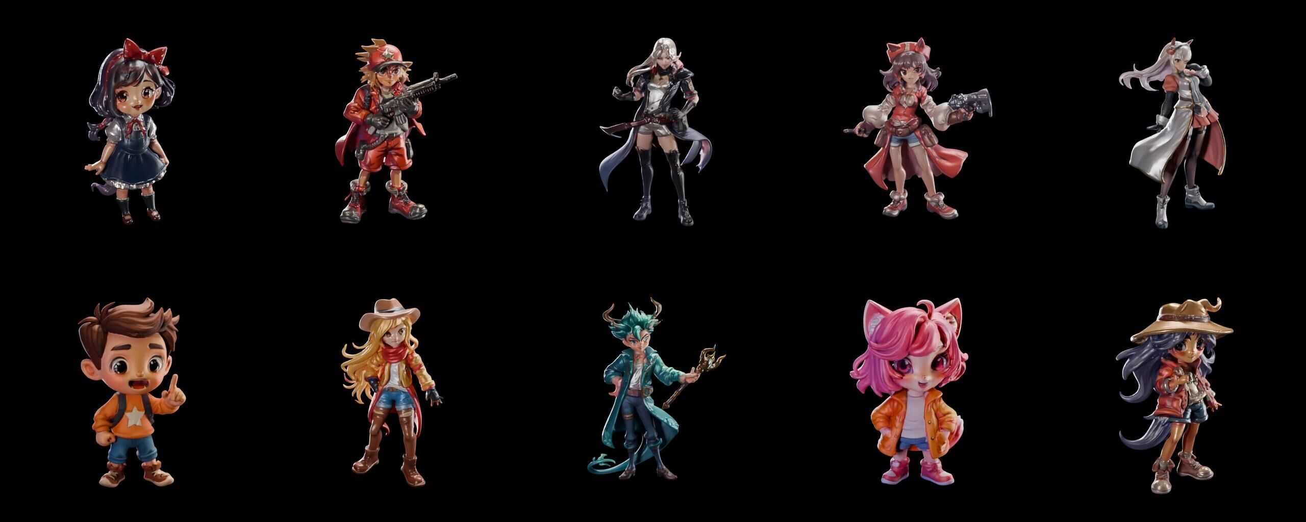 Mega Character  bundle 17 pack 100 fbx Low-poly 3D model_4