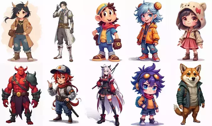 Mega Character  bundle 17 pack 100 fbx