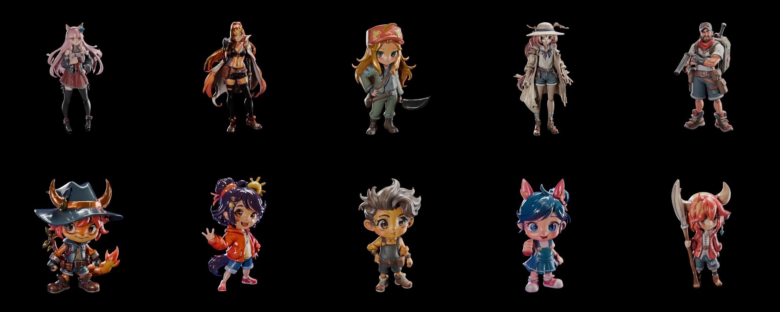 Mega Character  bundle 17 pack 100 fbx Low-poly 3D model_16