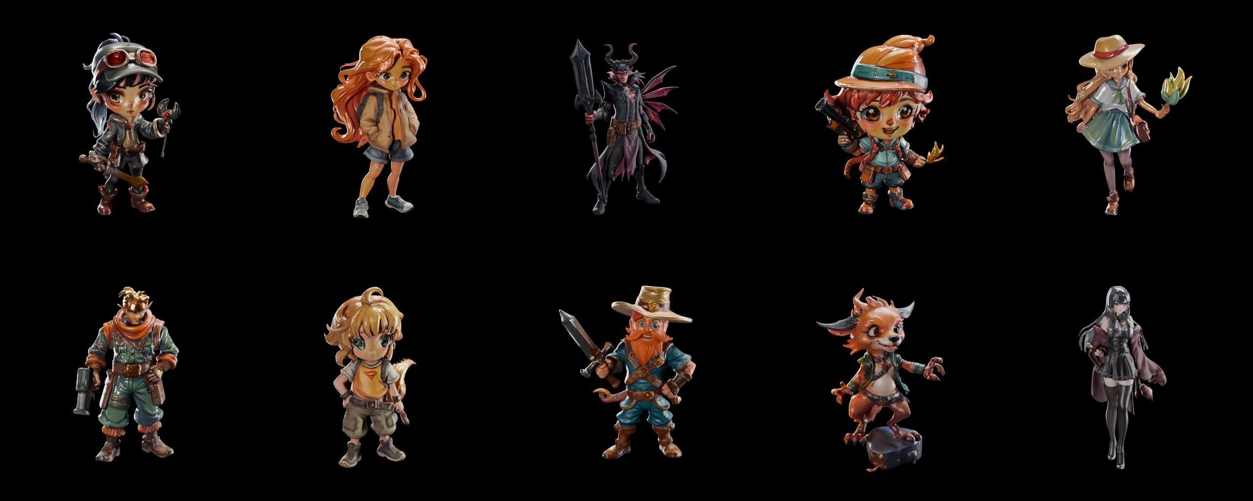 Mega Character  bundle 17 pack 100 fbx Low-poly 3D model_14