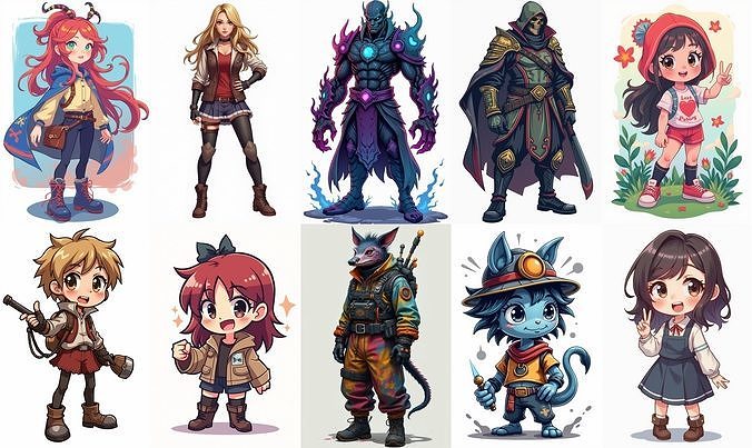 Mega Character  bundle 15 pack 100 fbx Low-poly 3D model