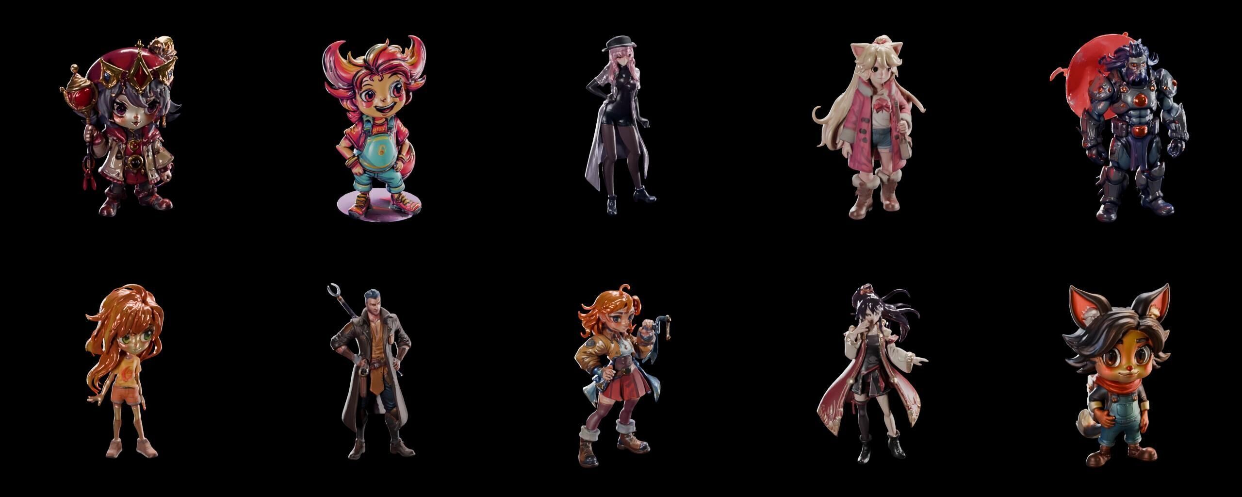 Mega Character  bundle 14 pack 100 fbx Low-poly 3D model_1