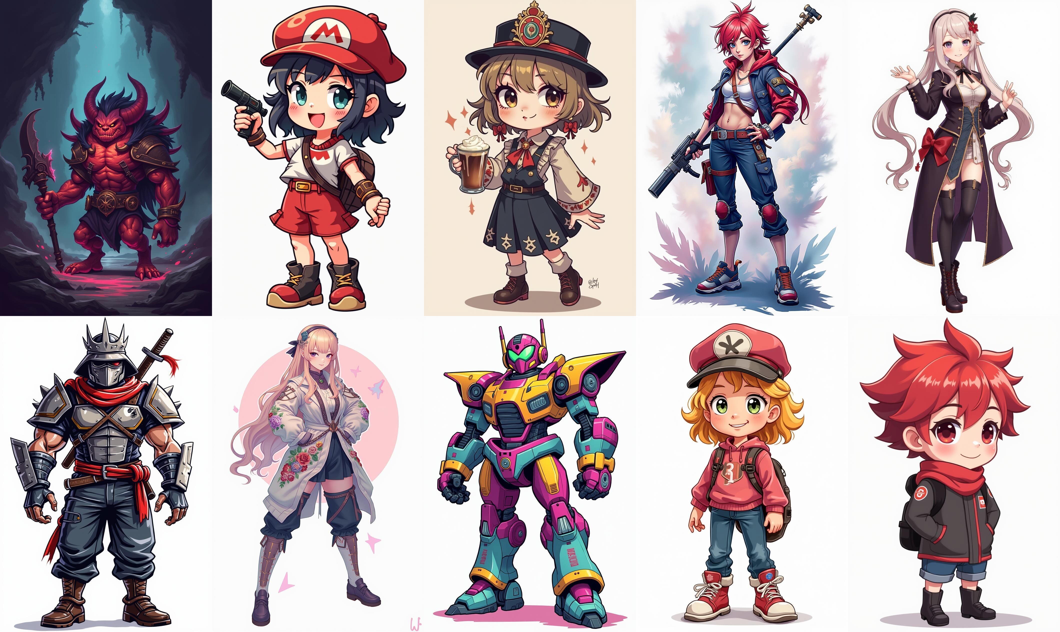 Mega Character  bundle 14 pack 100 fbx Low-poly 3D model_2