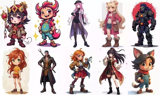 Mega Character  bundle 14 pack 100 fbx