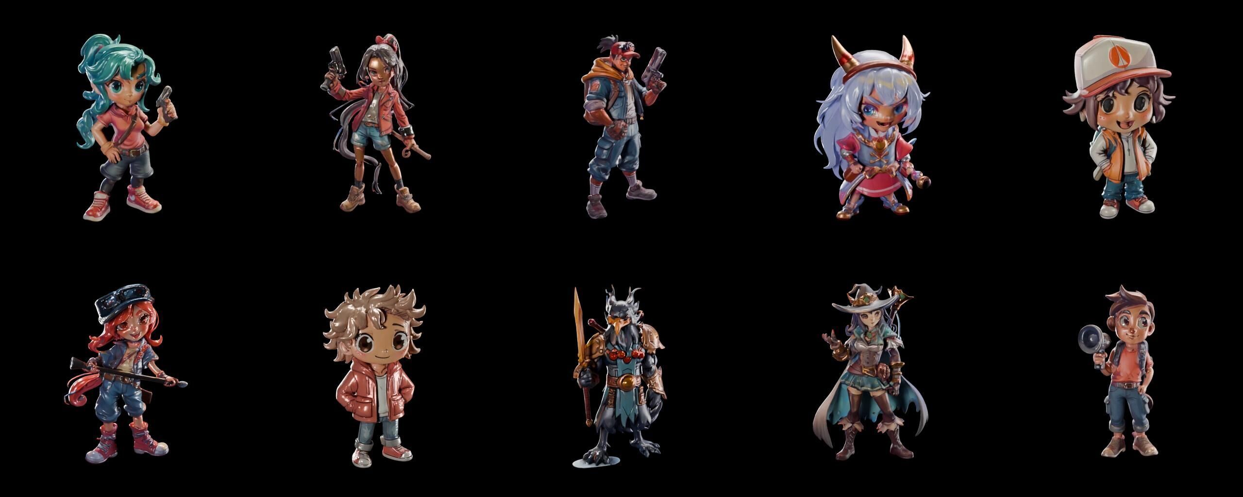 Mega Character  bundle 14 pack 100 fbx Low-poly 3D model_11