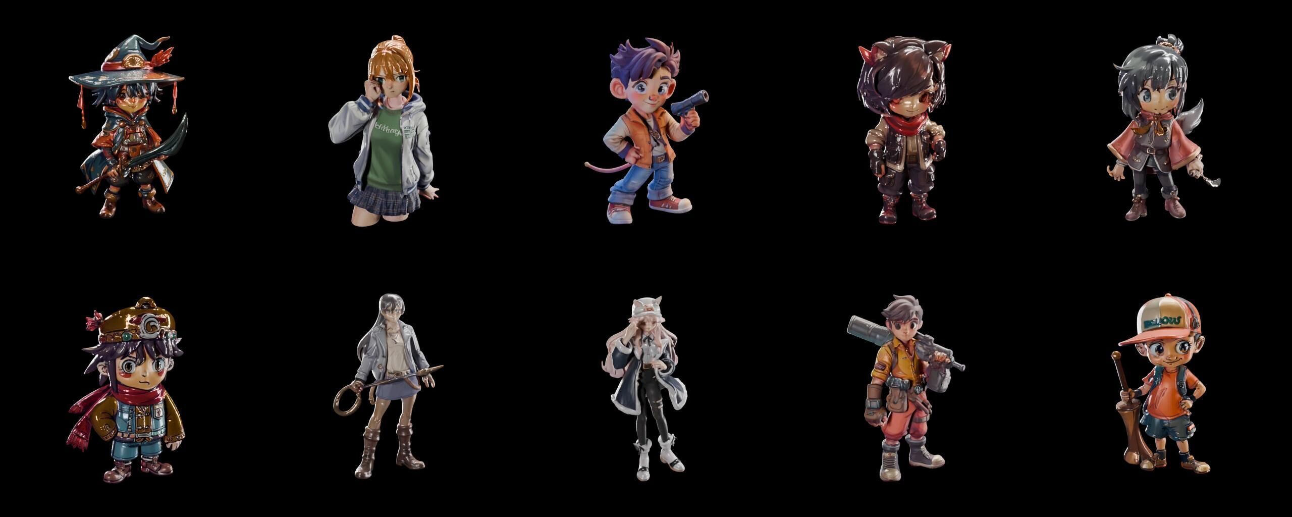 Mega Character  bundle 14 pack 100 fbx Low-poly 3D model_5