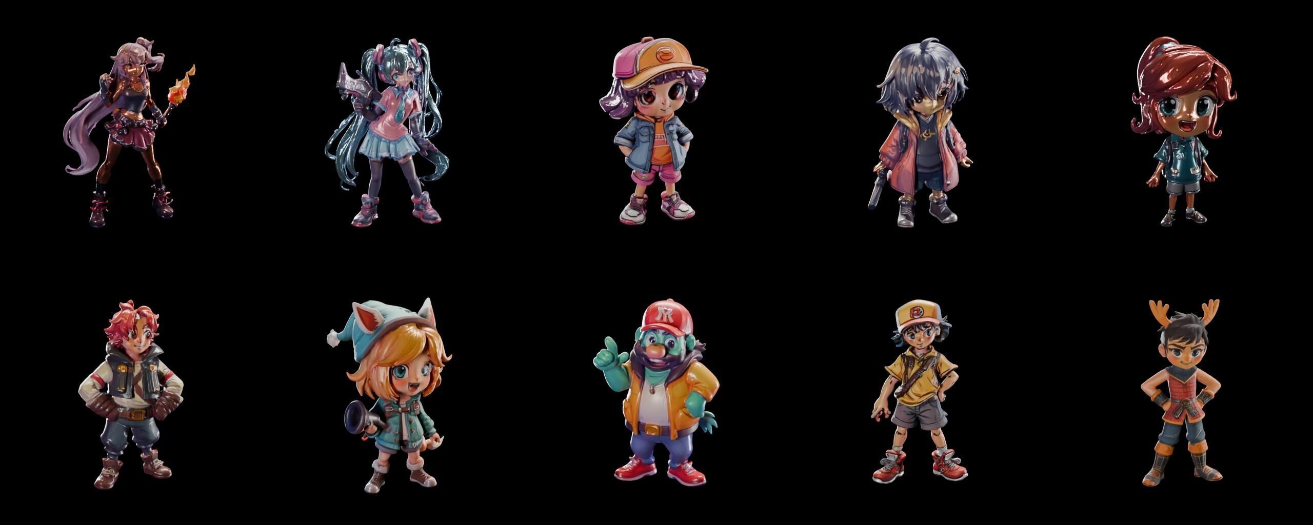 Mega Character  bundle 14 pack 100 fbx Low-poly 3D model_17