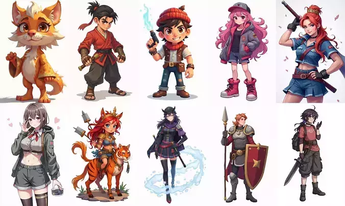 Mega Character  bundle 12 pack 100 fbx