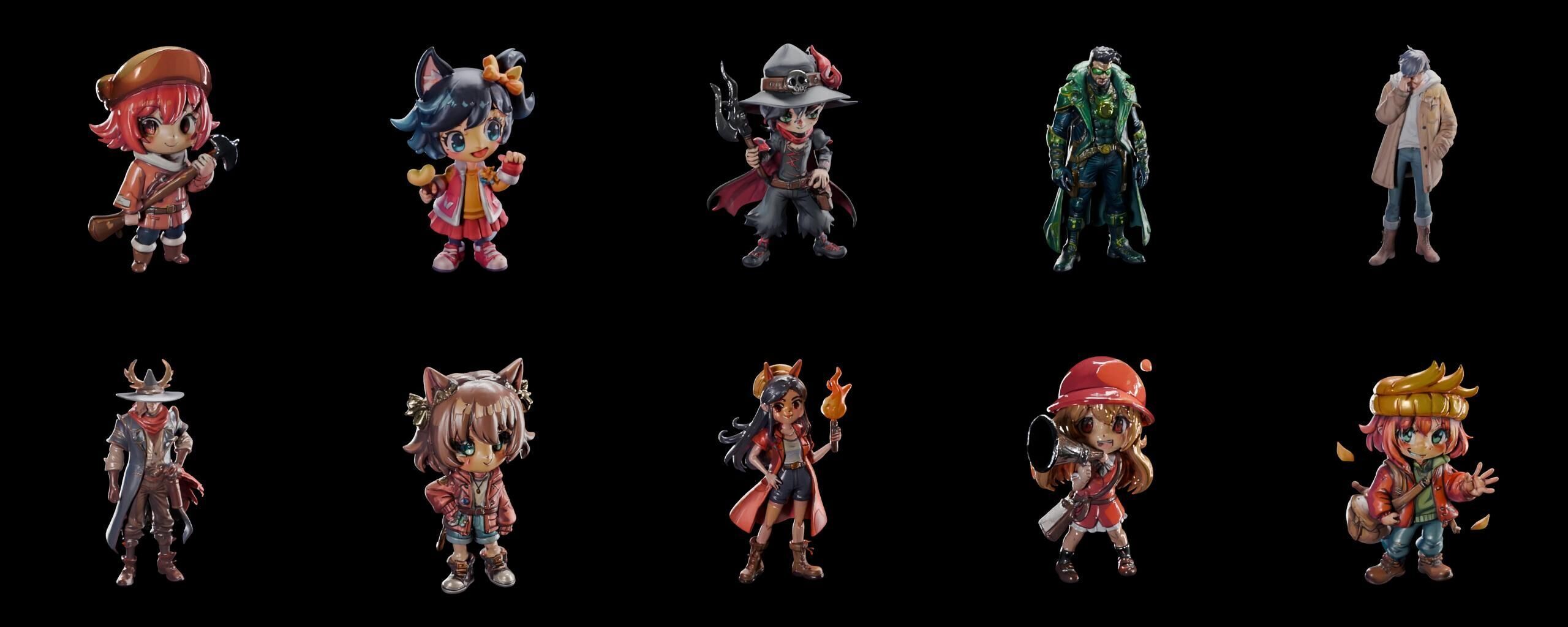 Mega Character  bundle 12 pack 100 fbx Low-poly 3D model_7