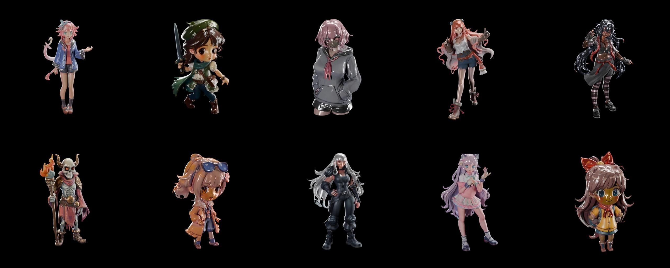 Mega Character  bundle 12 pack 100 fbx Low-poly 3D model_3