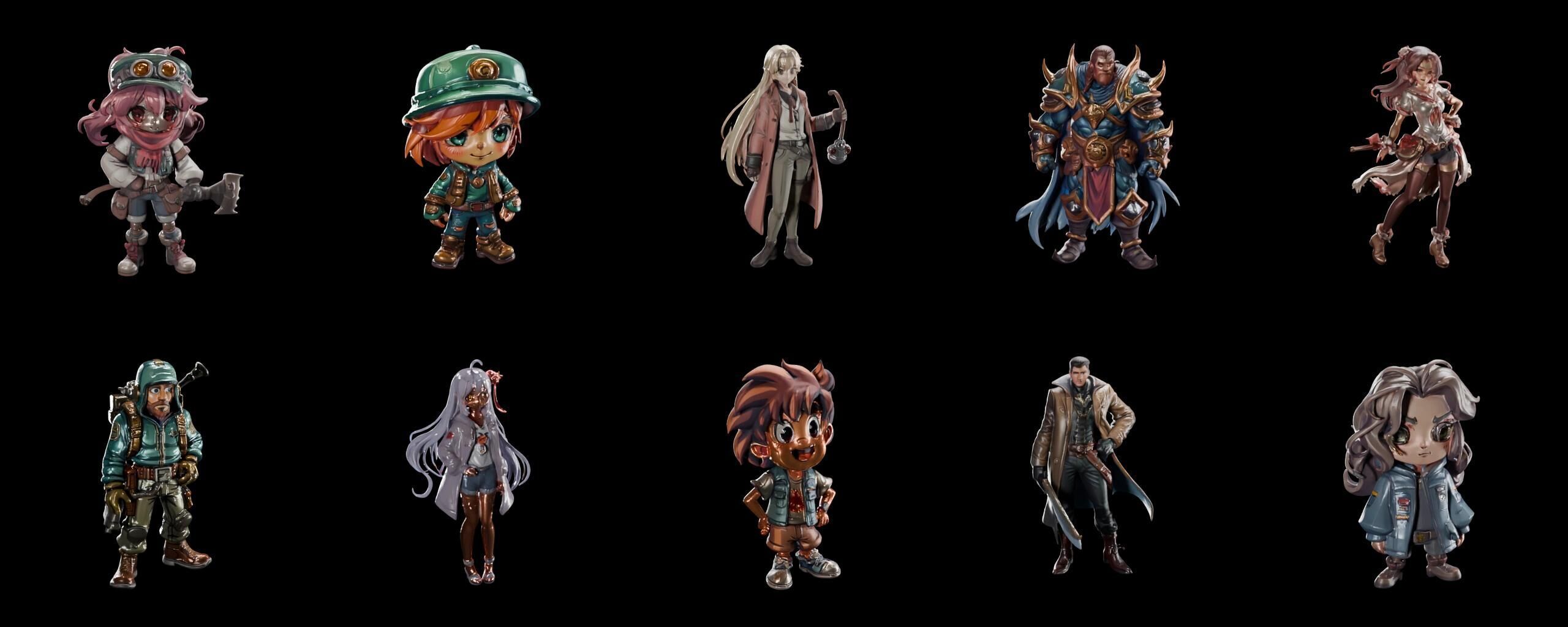 Mega Character  bundle 12 pack 100 fbx Low-poly 3D model_19