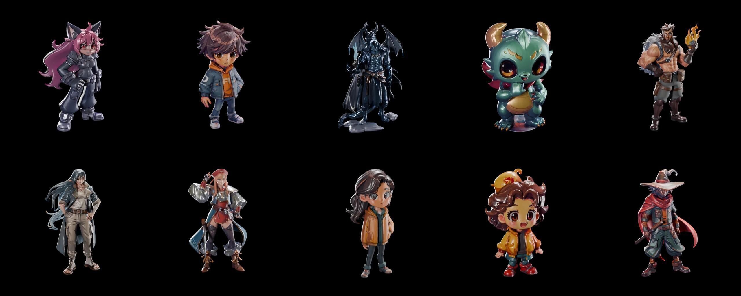 Mega Character  bundle 11 pack 100 fbx Low-poly 3D model_7