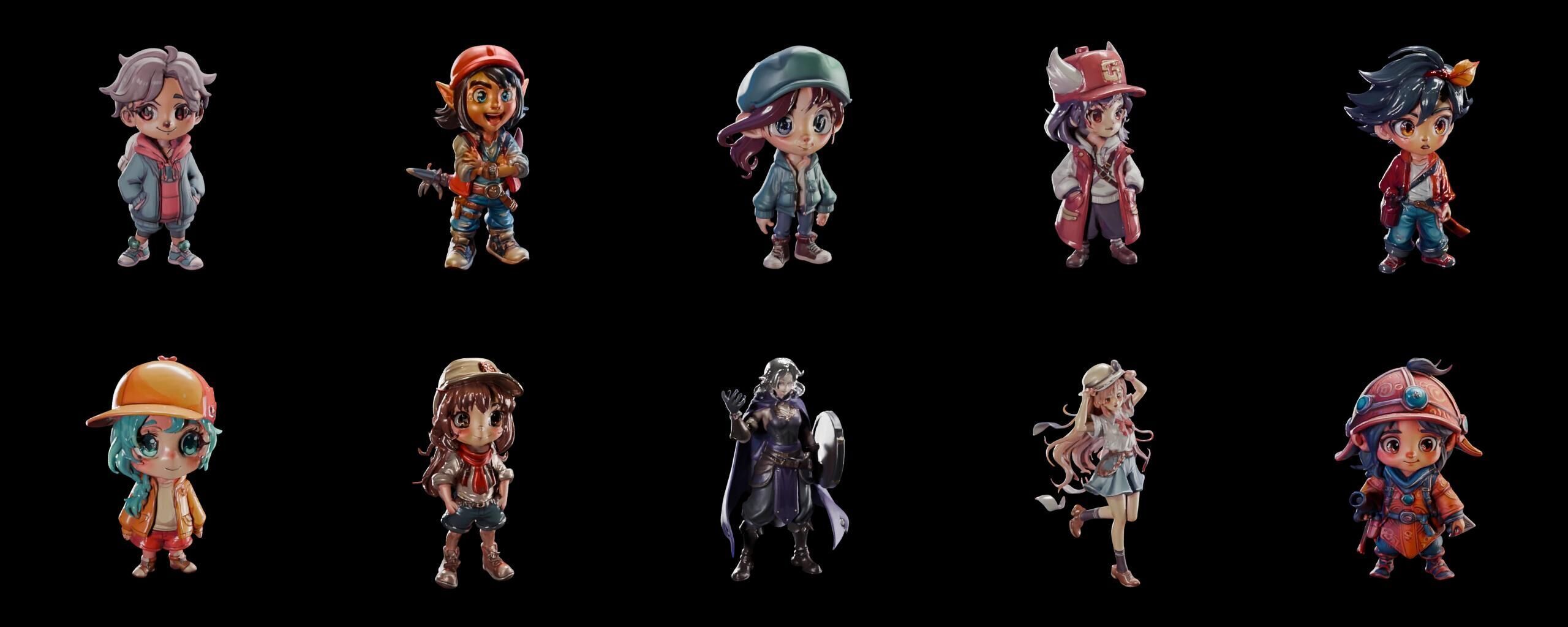 Mega Character  bundle 11 pack 100 fbx Low-poly 3D model_5