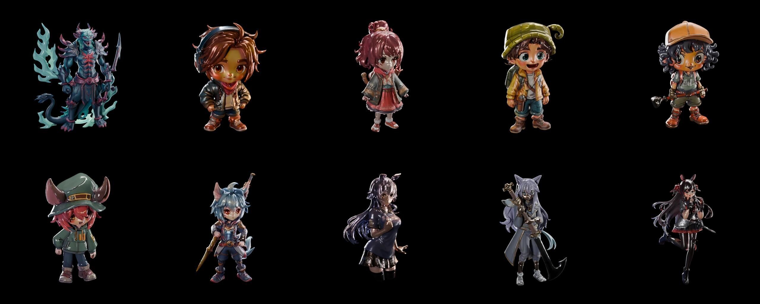 Mega Character  bundle 11 pack 100 fbx Low-poly 3D model_17