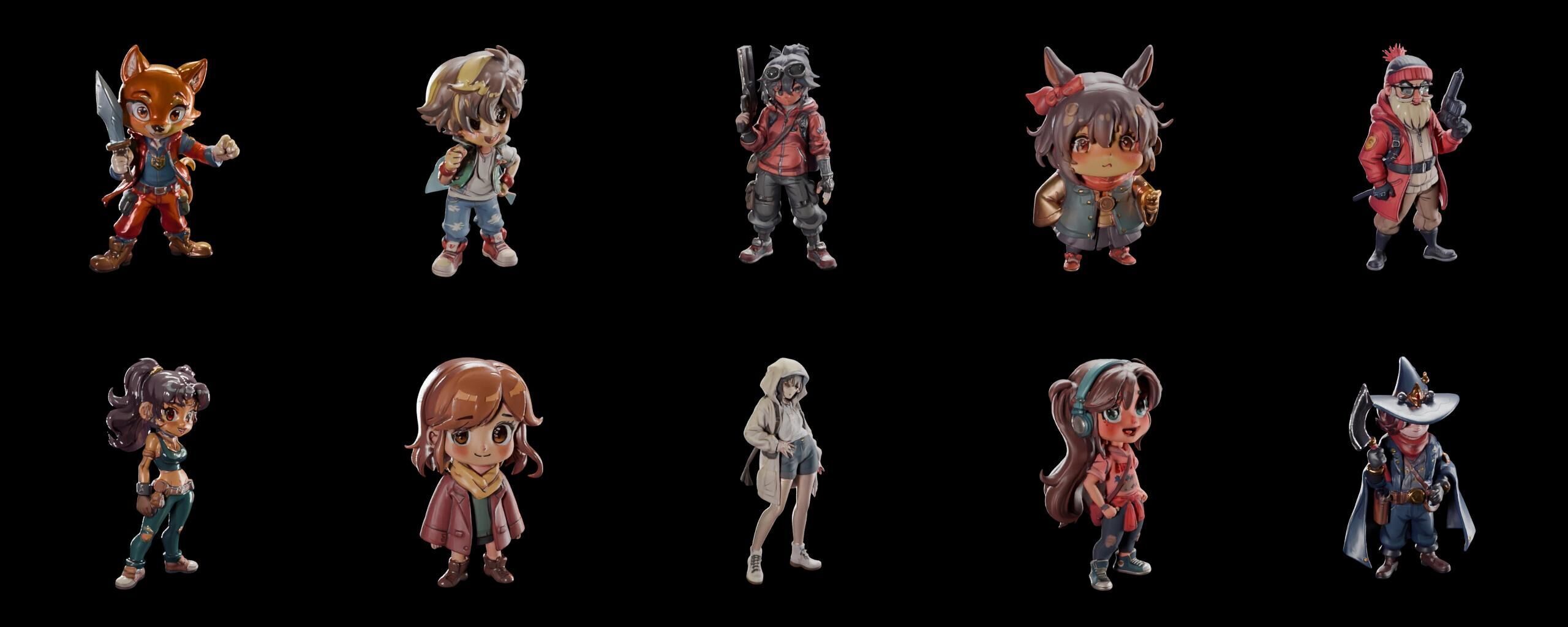 Mega Character  bundle 11 pack 100 fbx Low-poly 3D model_15