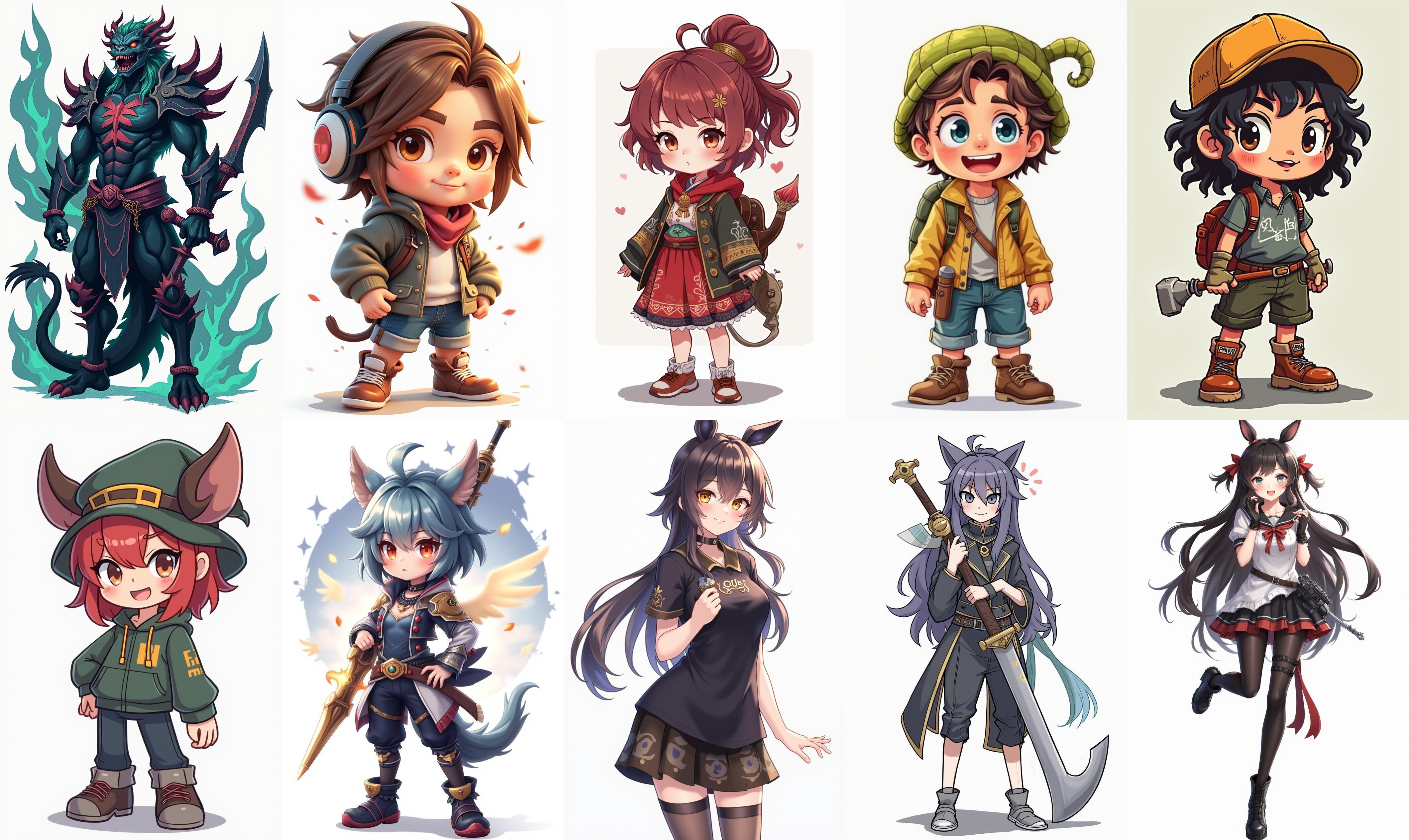 Mega Character  bundle 11 pack 100 fbx Low-poly 3D model_16