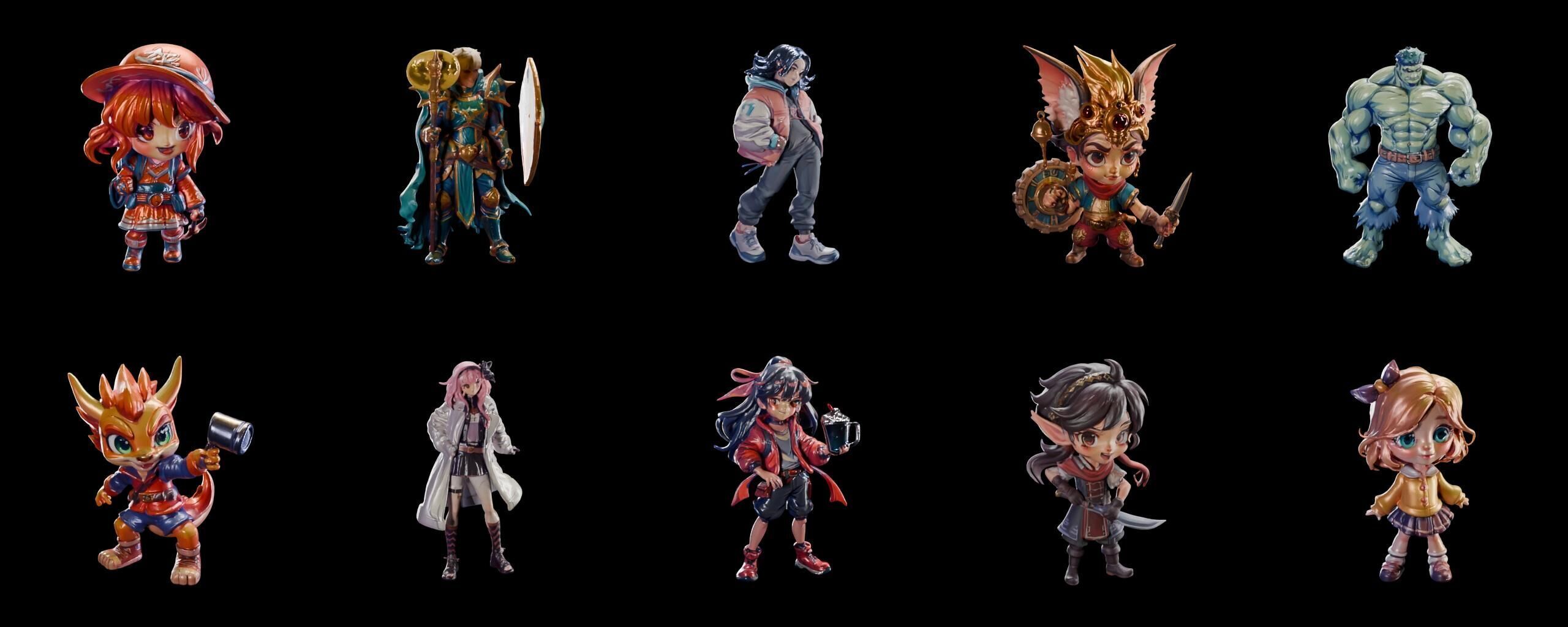 Mega Character  bundle 11 pack 100 fbx Low-poly 3D model_19