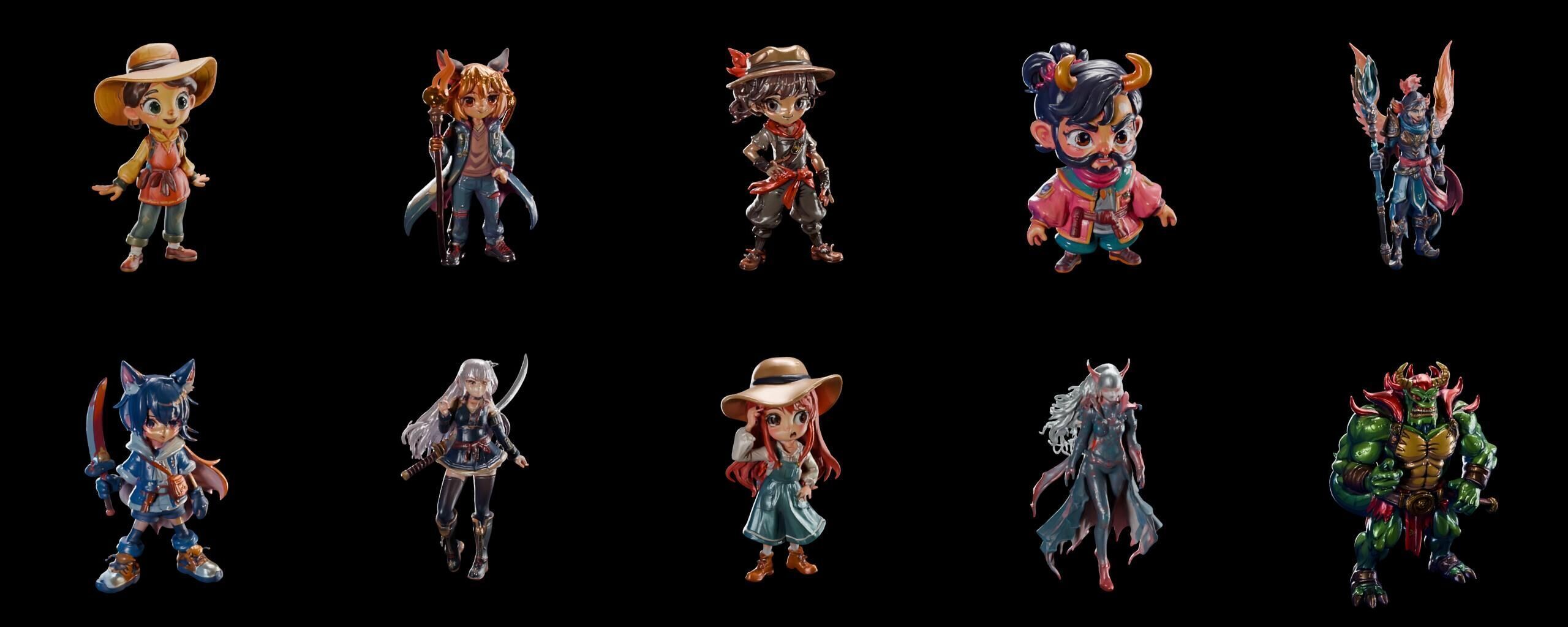 Mega Character  bundle 11 pack 100 fbx Low-poly 3D model_3