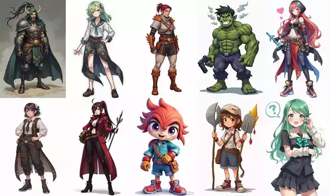 Mega Character  bundle 11 pack 100 fbx