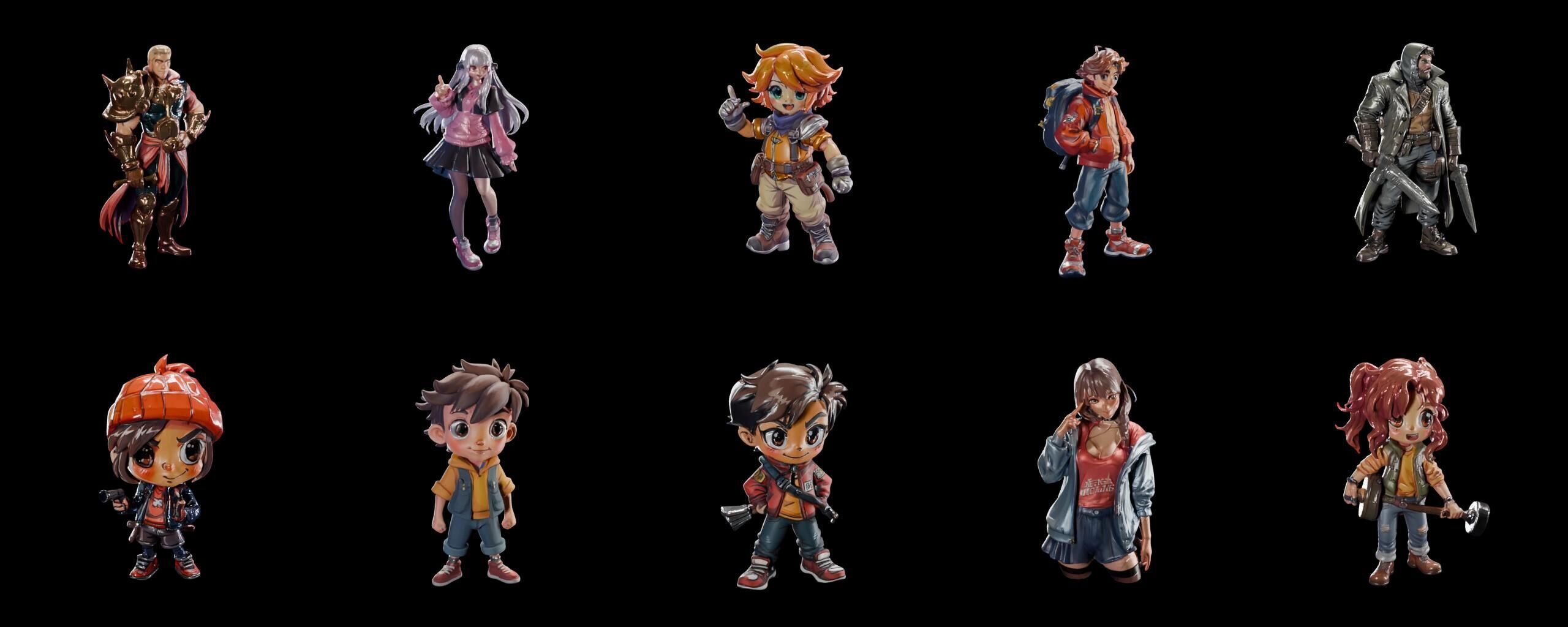 Mega Character  bundle 11 pack 100 fbx Low-poly 3D model_13