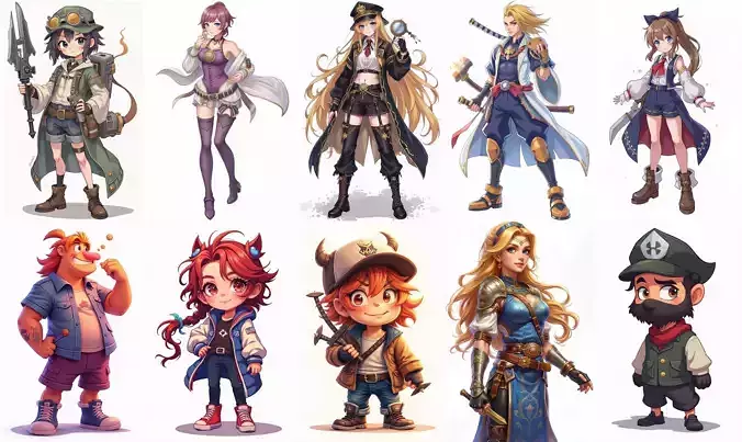 Mega Character  bundle 10 pack 100 fbx