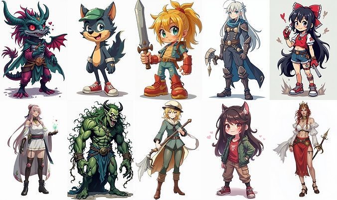 Mega Character  bundle 1 pack 100 fbx Low-poly 3D model