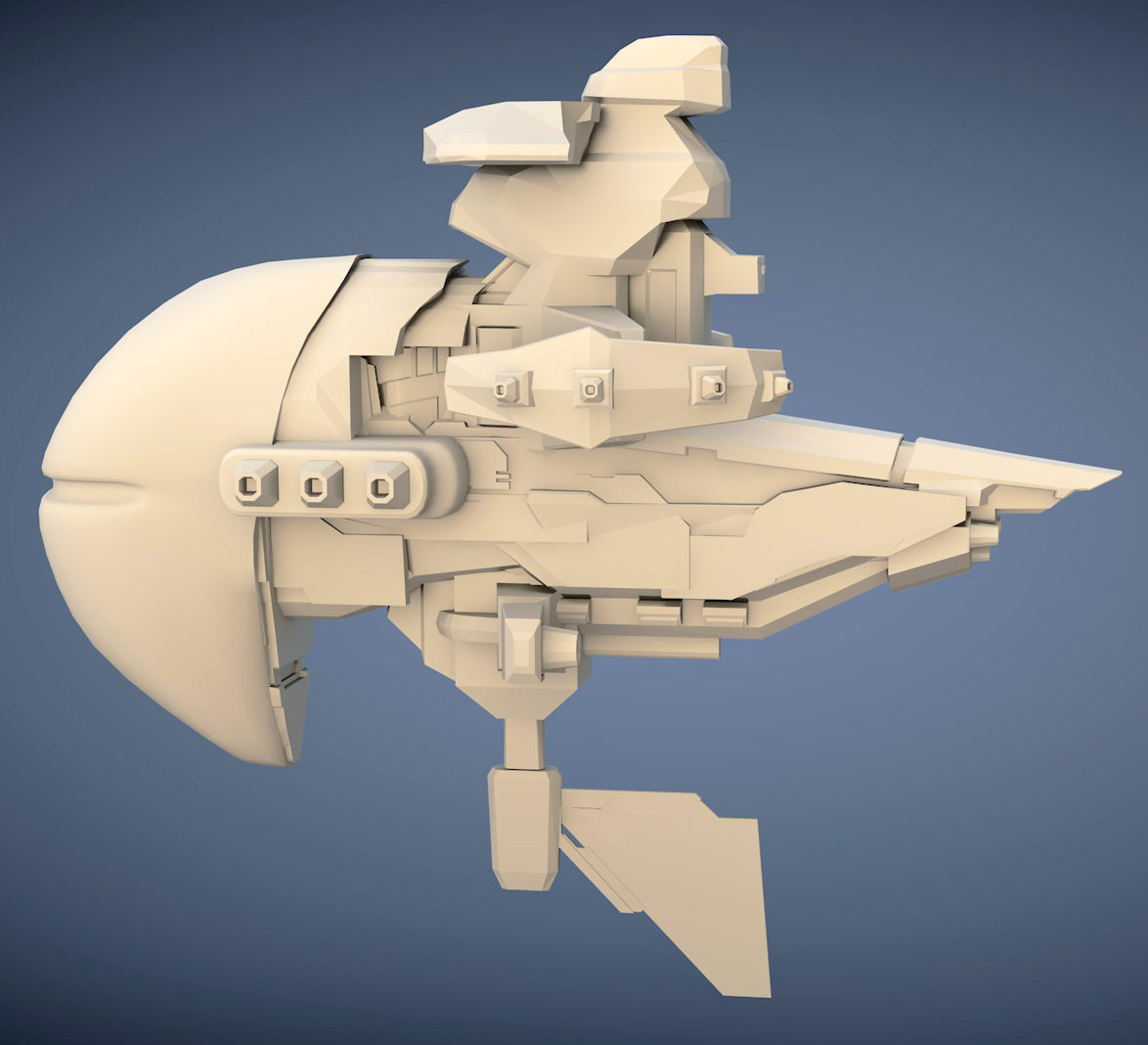 War Spaceship Free 3D model_7
