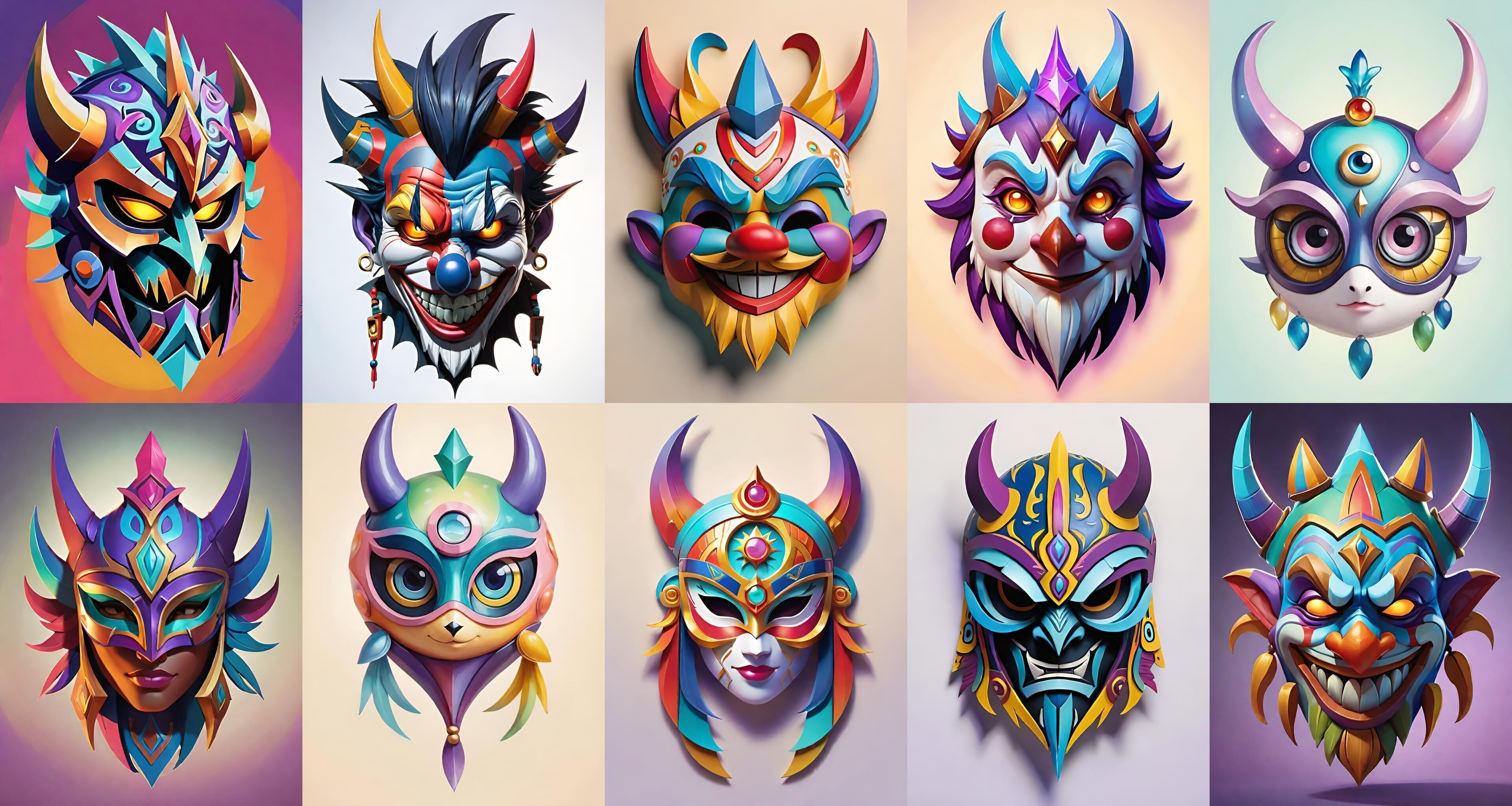 Mask bundle 9 pack 100 obj Low-poly 3D model_13