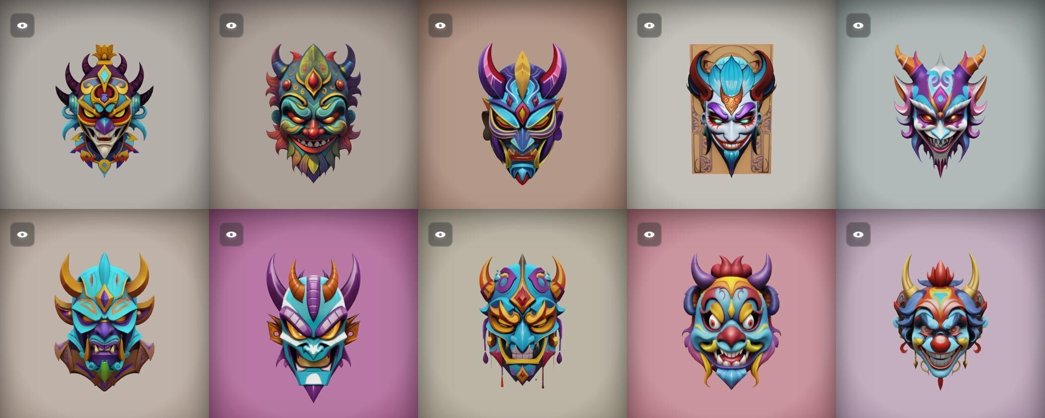 Mask bundle 9 pack 100 obj Low-poly 3D model_4