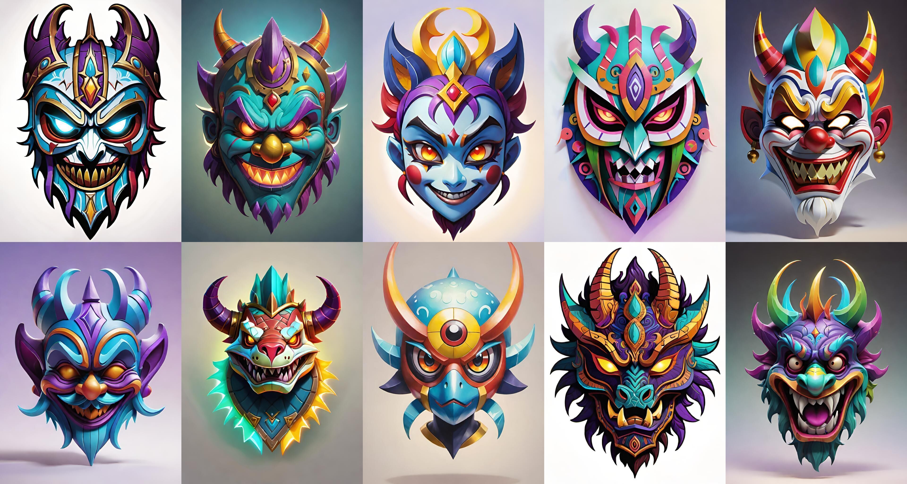 Mask bundle 9 pack 100 obj Low-poly 3D model_5