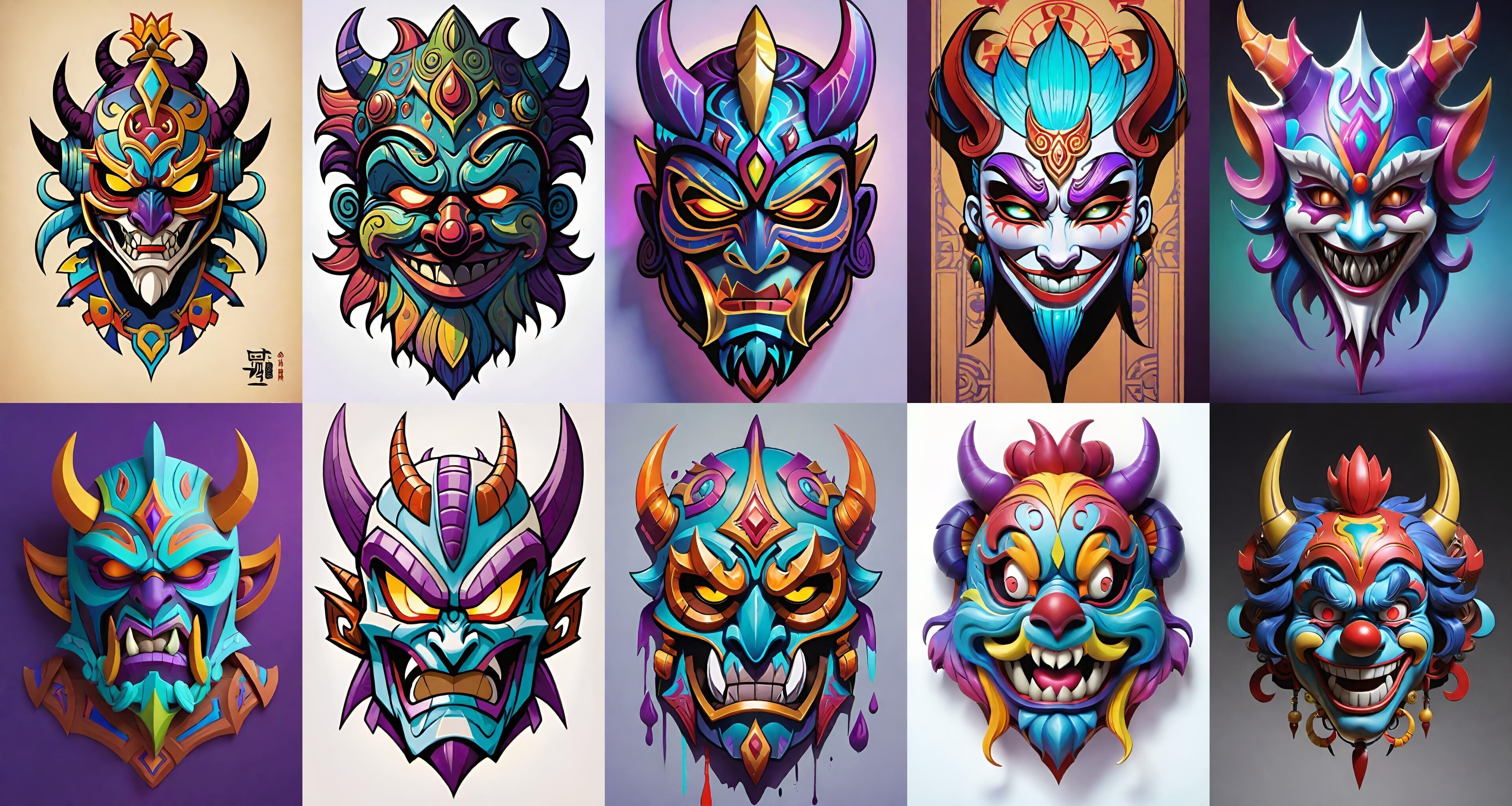 Mask bundle 9 pack 100 obj Low-poly 3D model_3