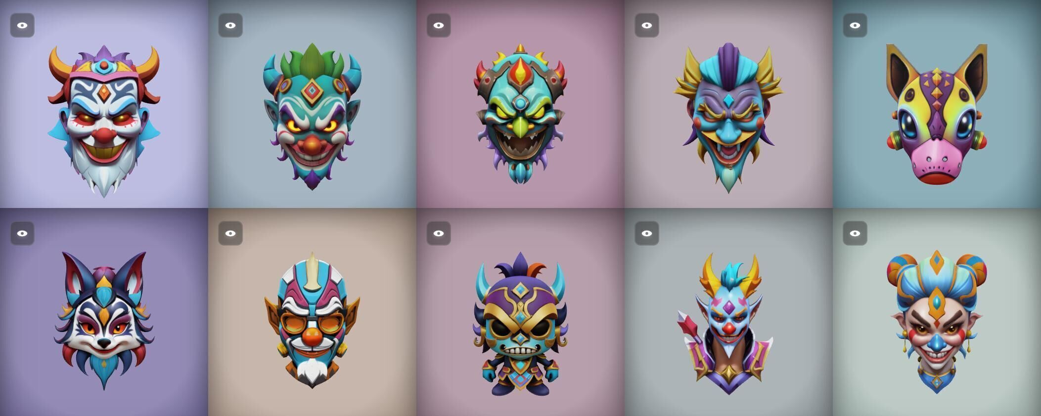 Mask bundle 9 pack 100 obj Low-poly 3D model_14