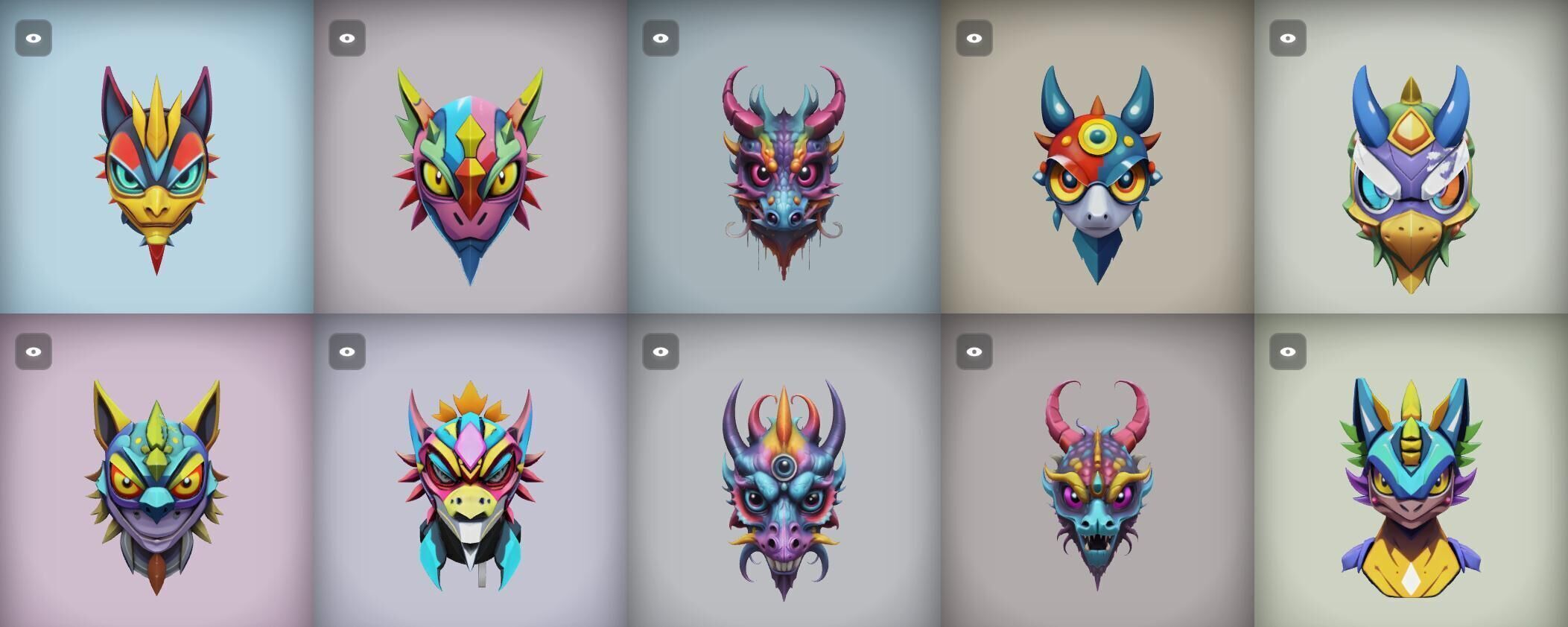 Mask bundle 9 pack 100 obj Low-poly 3D model_10