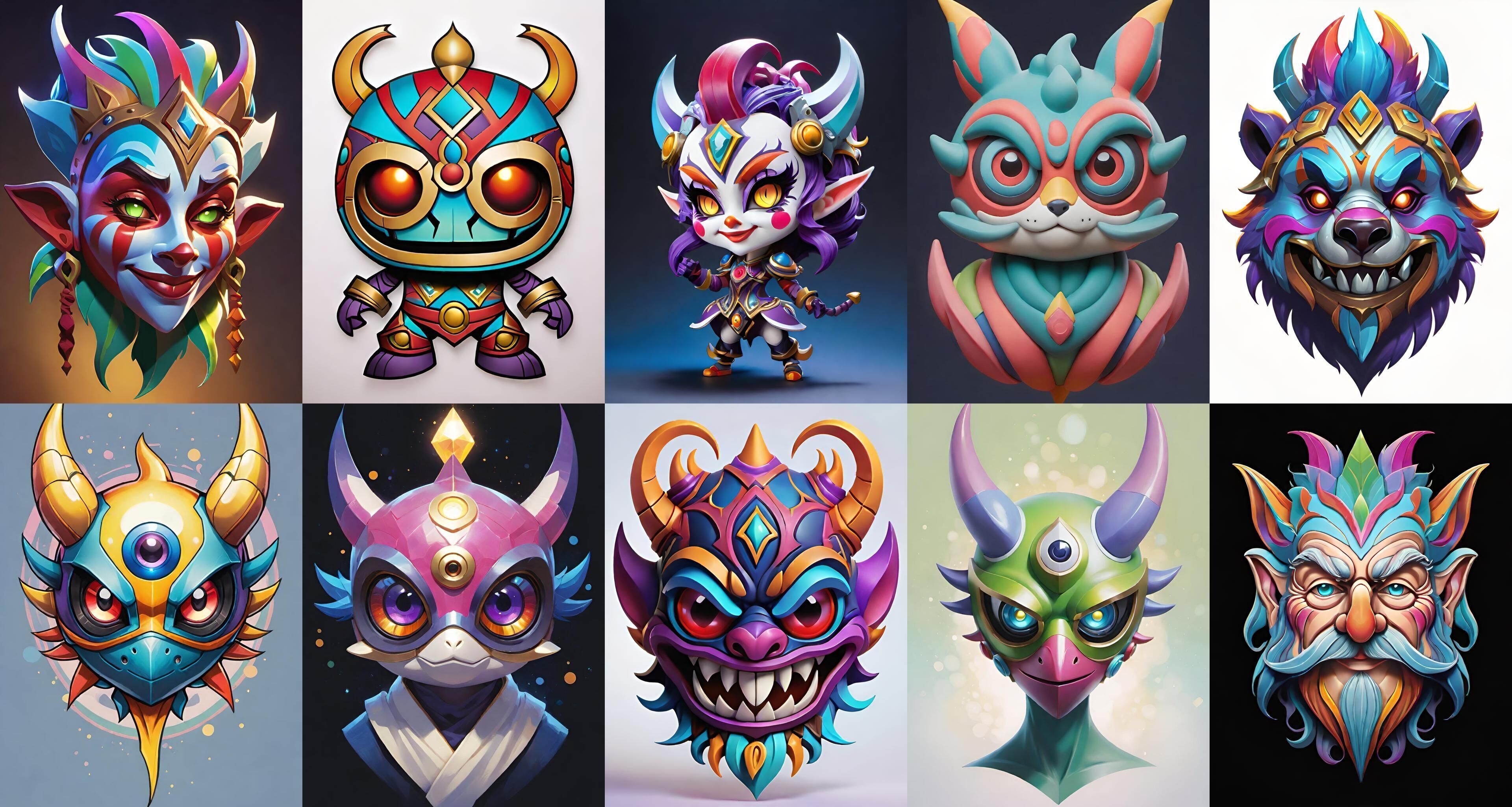 Mask bundle 9 pack 100 obj Low-poly 3D model_11