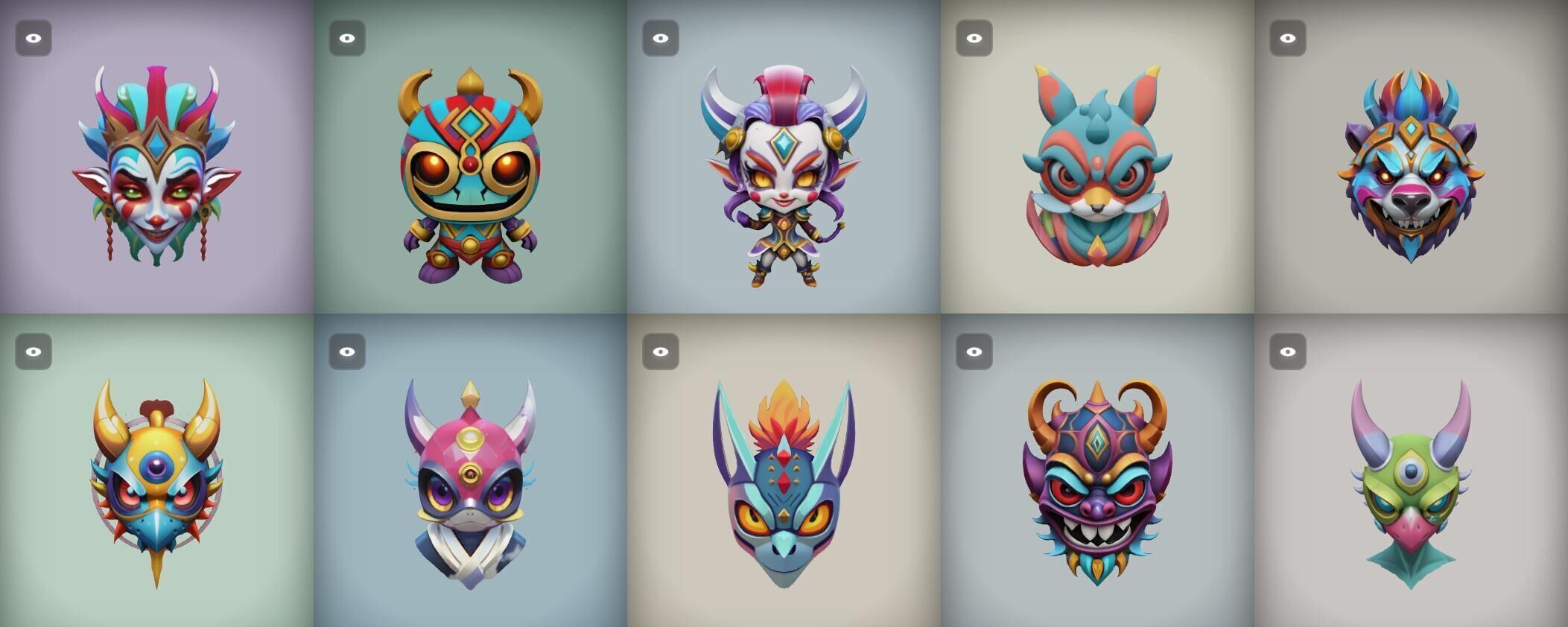 Mask bundle 9 pack 100 obj Low-poly 3D model_15