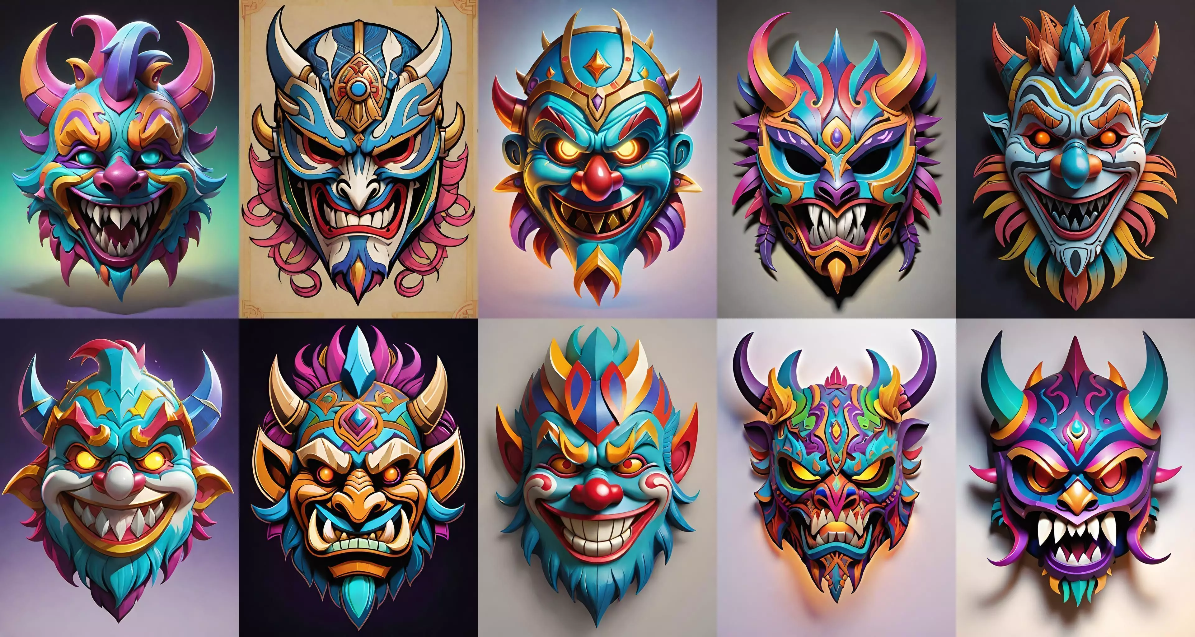 Mask bundle 9 pack 100 obj Low-poly 3D model_0
