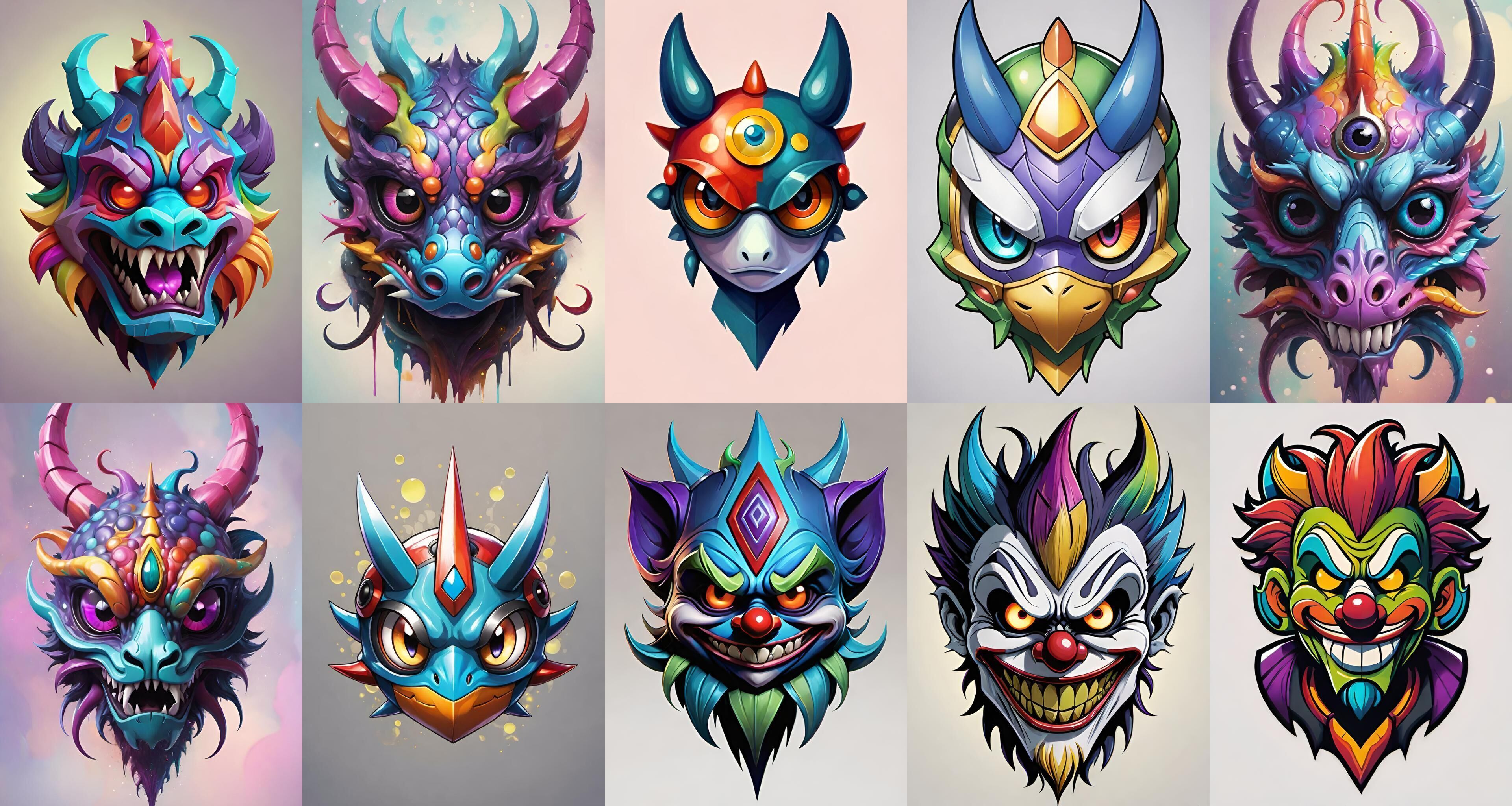 Mask bundle 9 pack 100 obj Low-poly 3D model_7