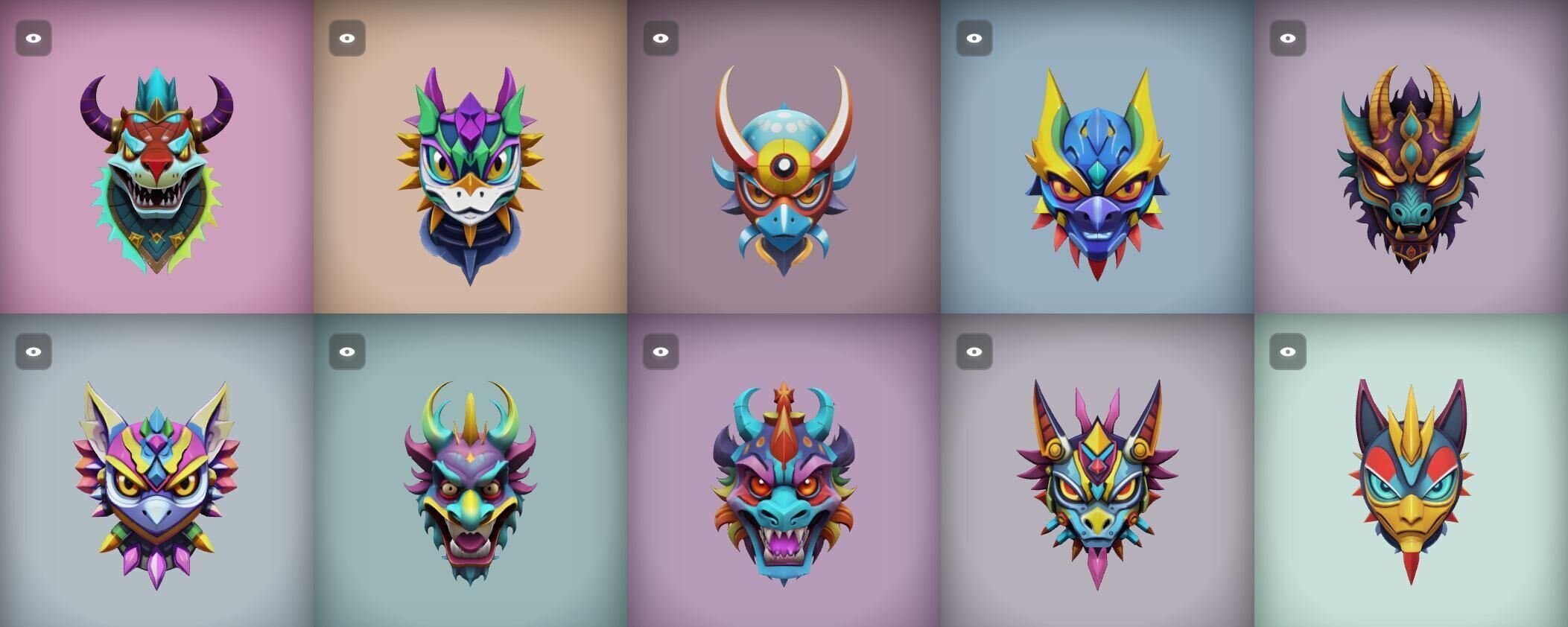 Mask bundle 9 pack 100 obj Low-poly 3D model_8