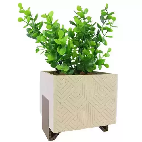 Square Cachepot Vase with texture and stand 3D print model