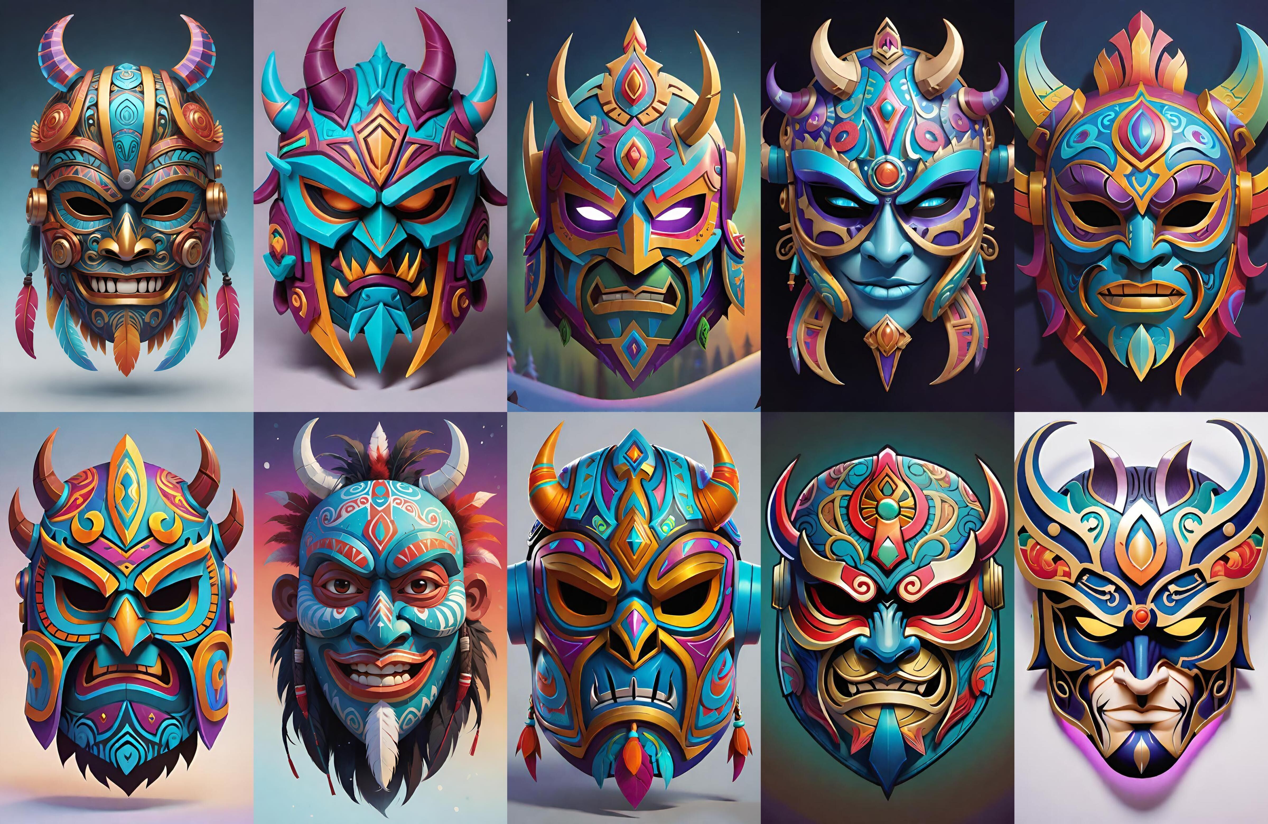 Mask bundle 38 pack 100 obj Low-poly 3D model_16