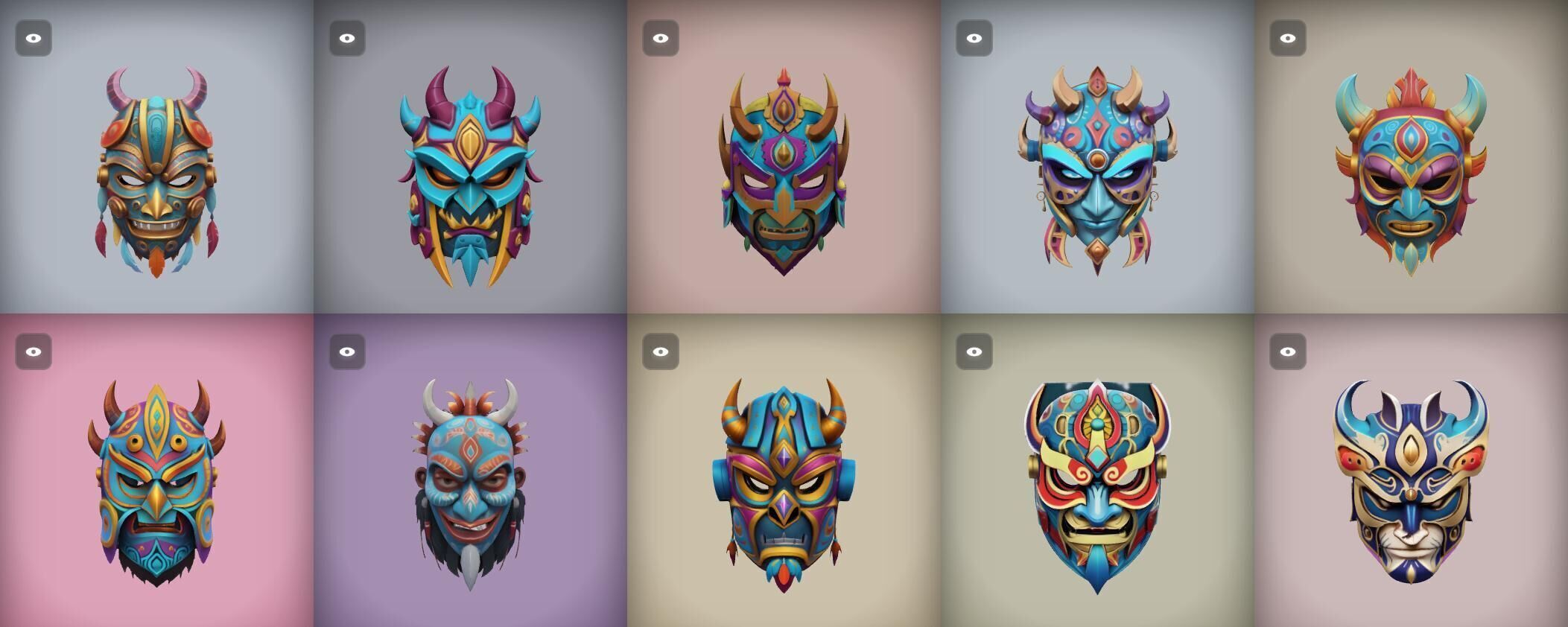Mask bundle 38 pack 100 obj Low-poly 3D model_17