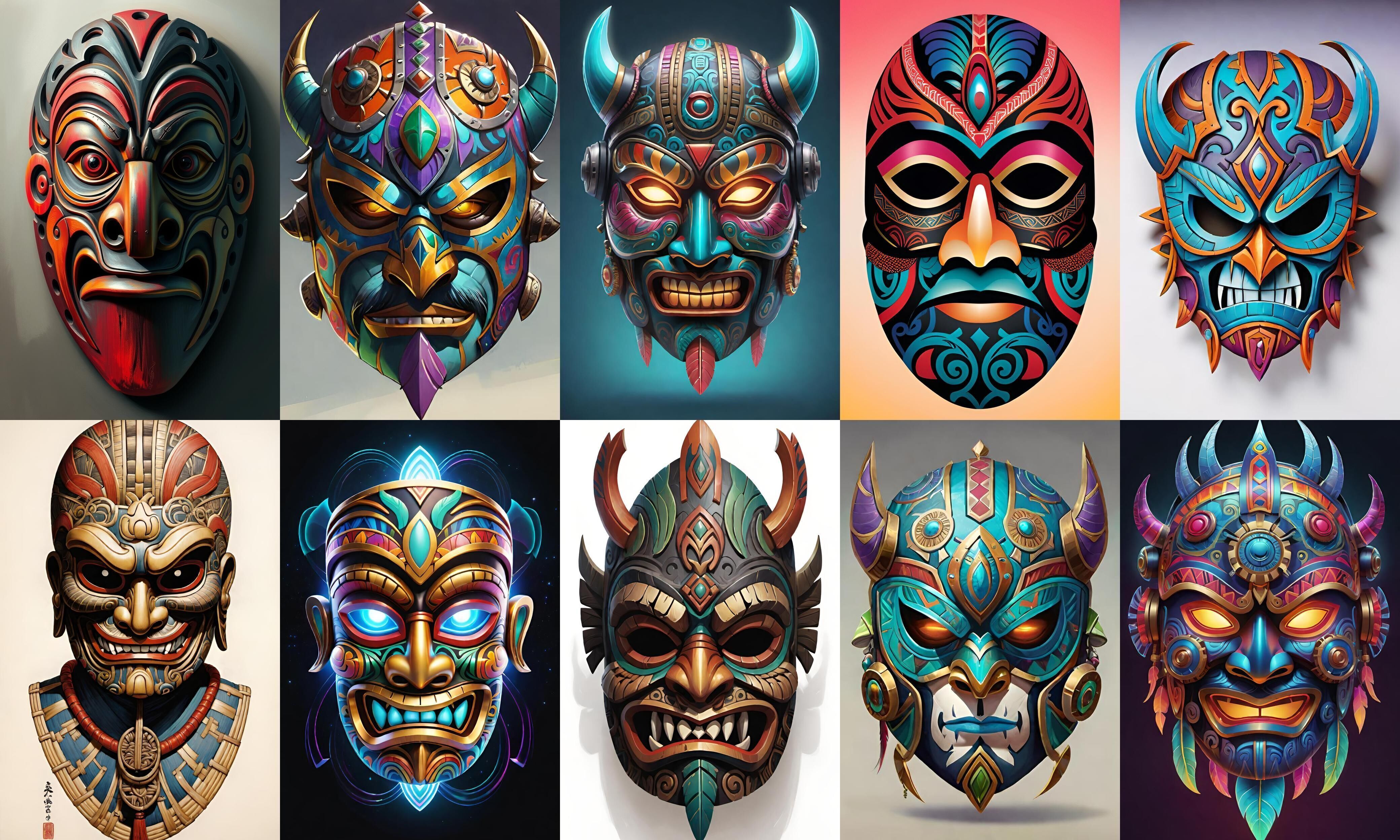 Mask bundle 38 pack 100 obj Low-poly 3D model_10