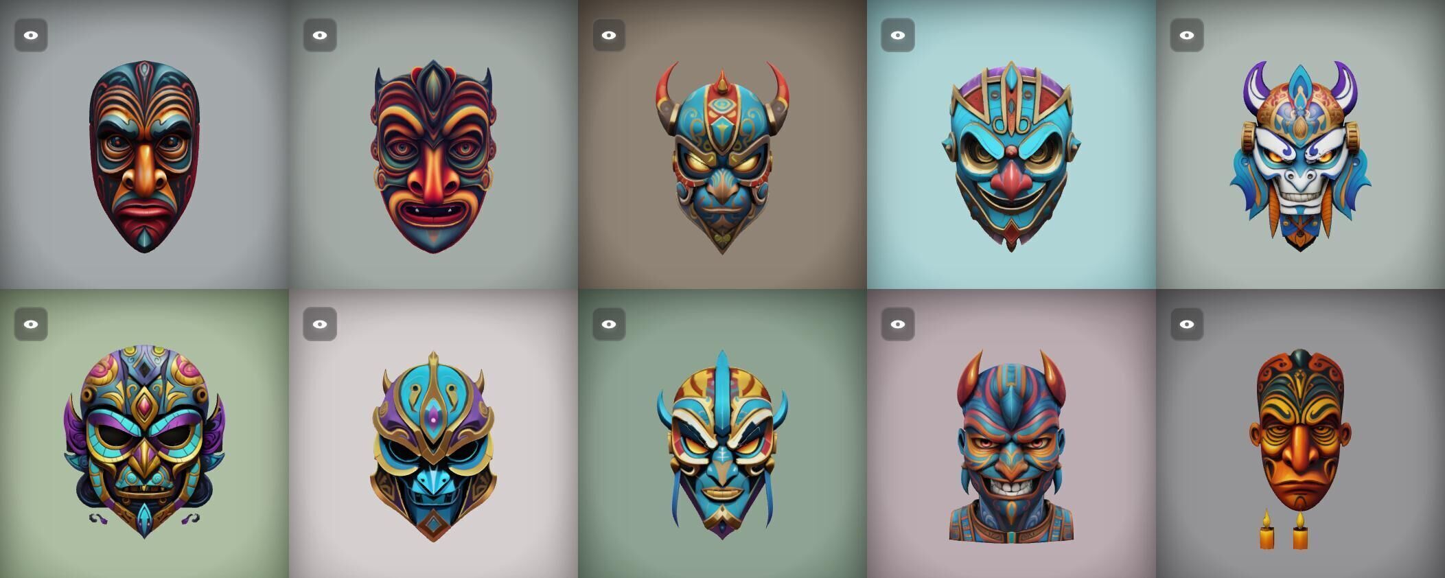 Mask bundle 38 pack 100 obj Low-poly 3D model_13