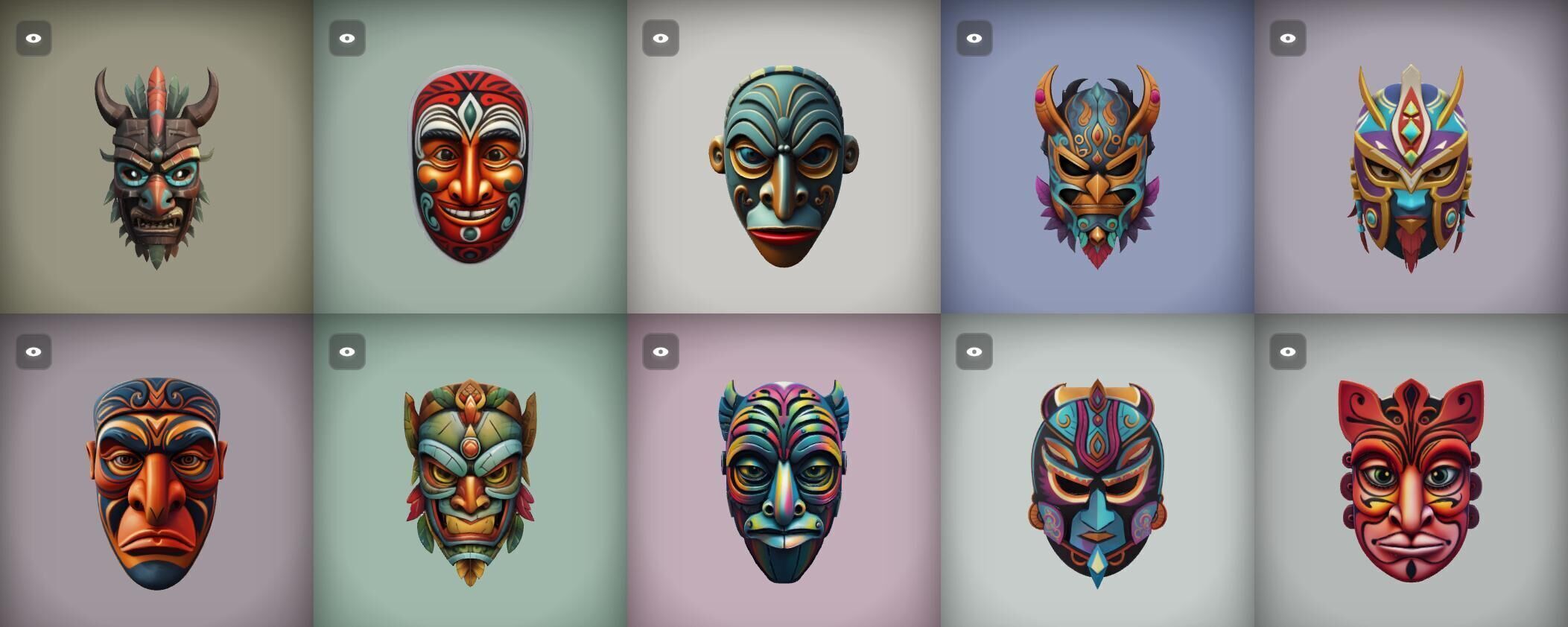 Mask bundle 38 pack 100 obj Low-poly 3D model_3