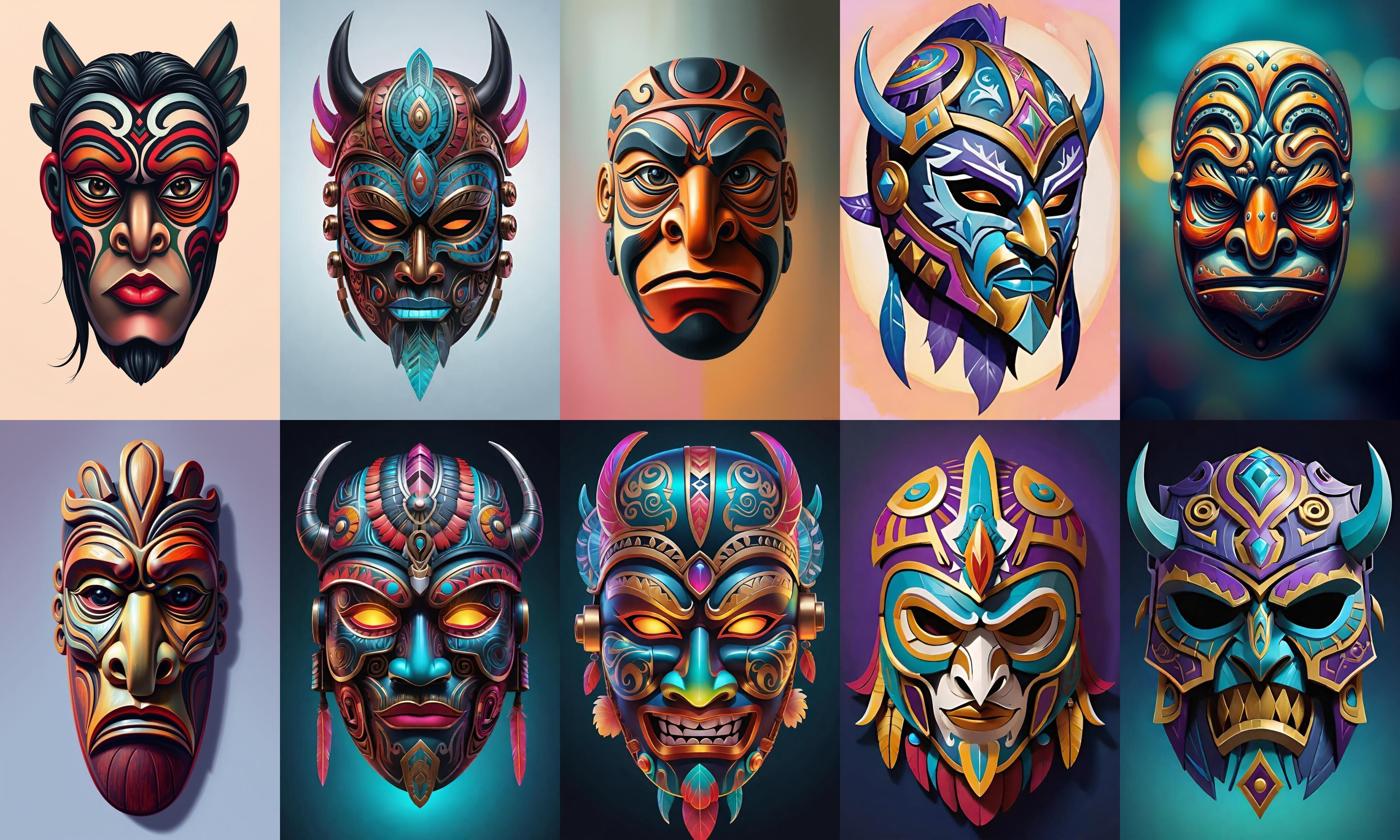 Mask bundle 38 pack 100 obj Low-poly 3D model_14