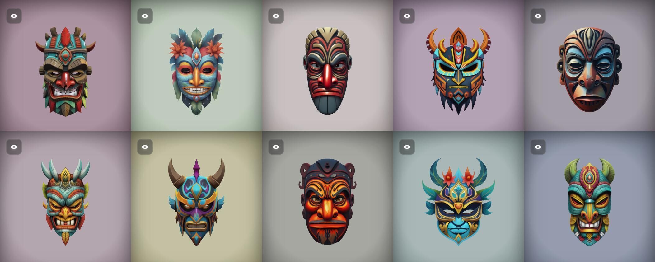 Mask bundle 38 pack 100 obj Low-poly 3D model_1